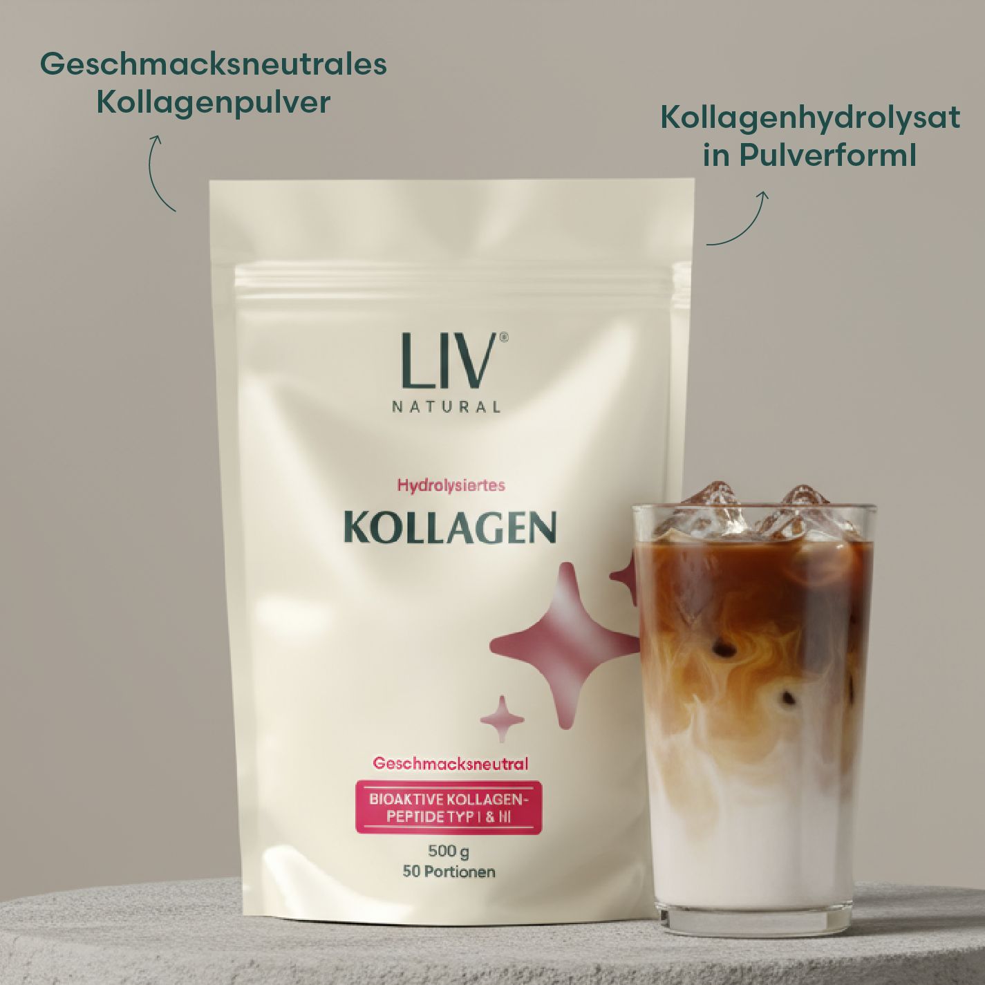 LIV Kollagen Pulver NEUTRALER GESCHMACK & GERUCH 50 Portionen