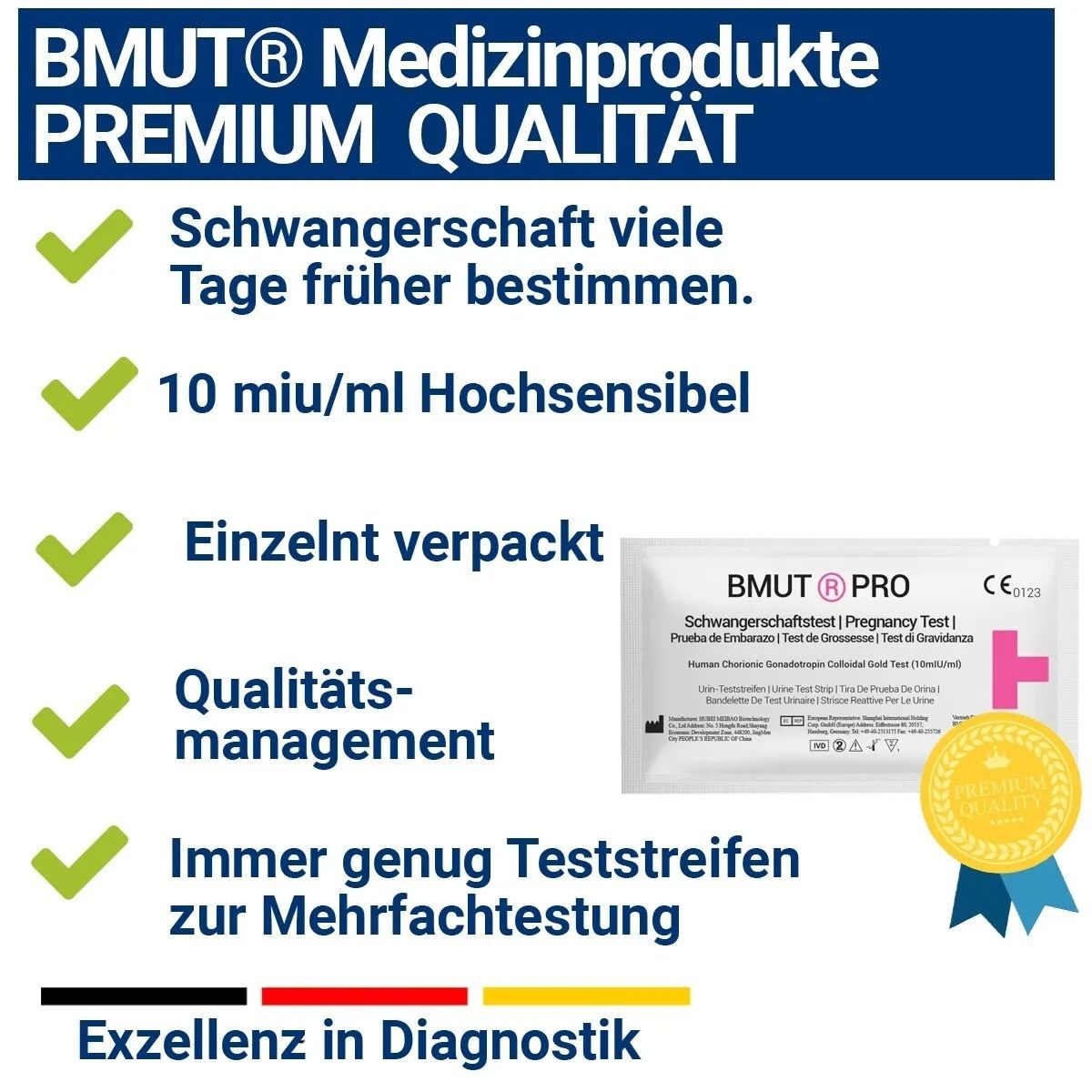 BMUT Kombi 50 Ovulationstest Streifen (25miu) + 20x Schwangerschaftstest (10miu)