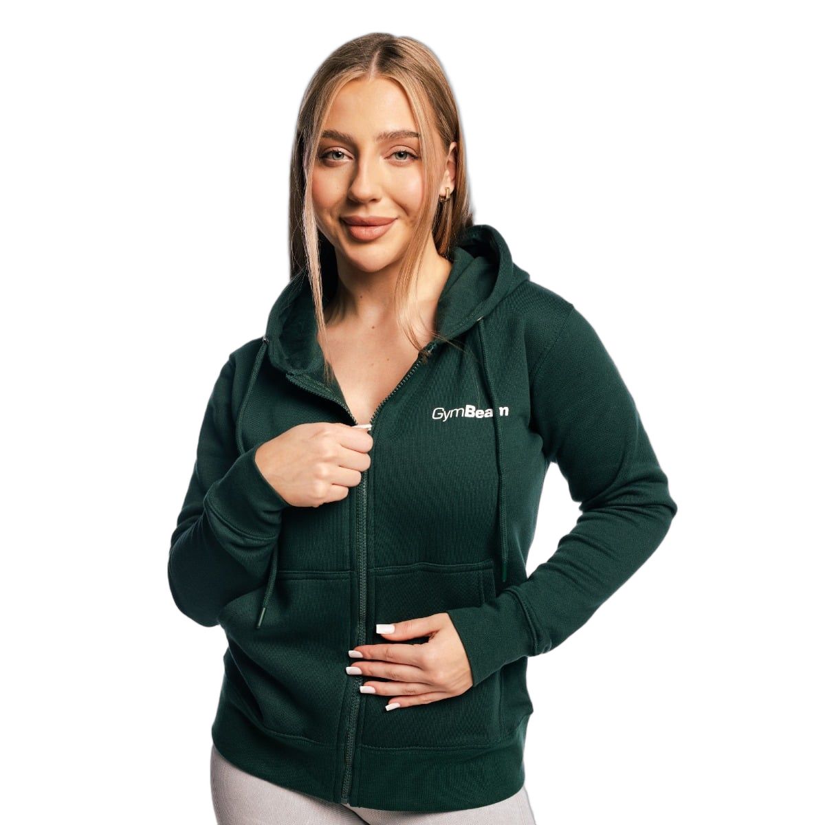 GymBeam Hoodie Damen regular mit Reißverschluss in Pine 1 St