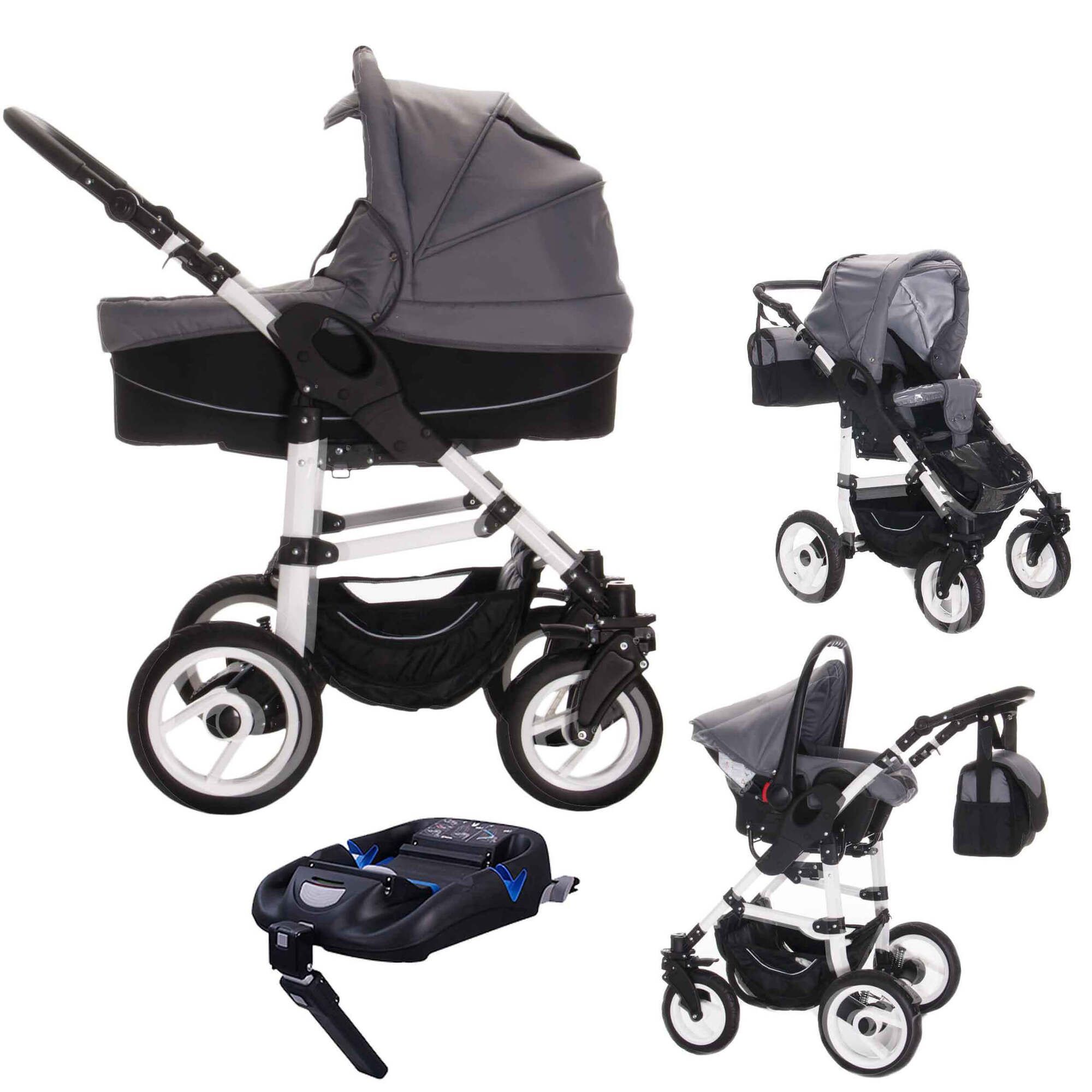 Bebebi Paris 4 in 1 Kinderwagen Komplettset Isofix Basis & Autositz Hartgummireifen, Montmartre