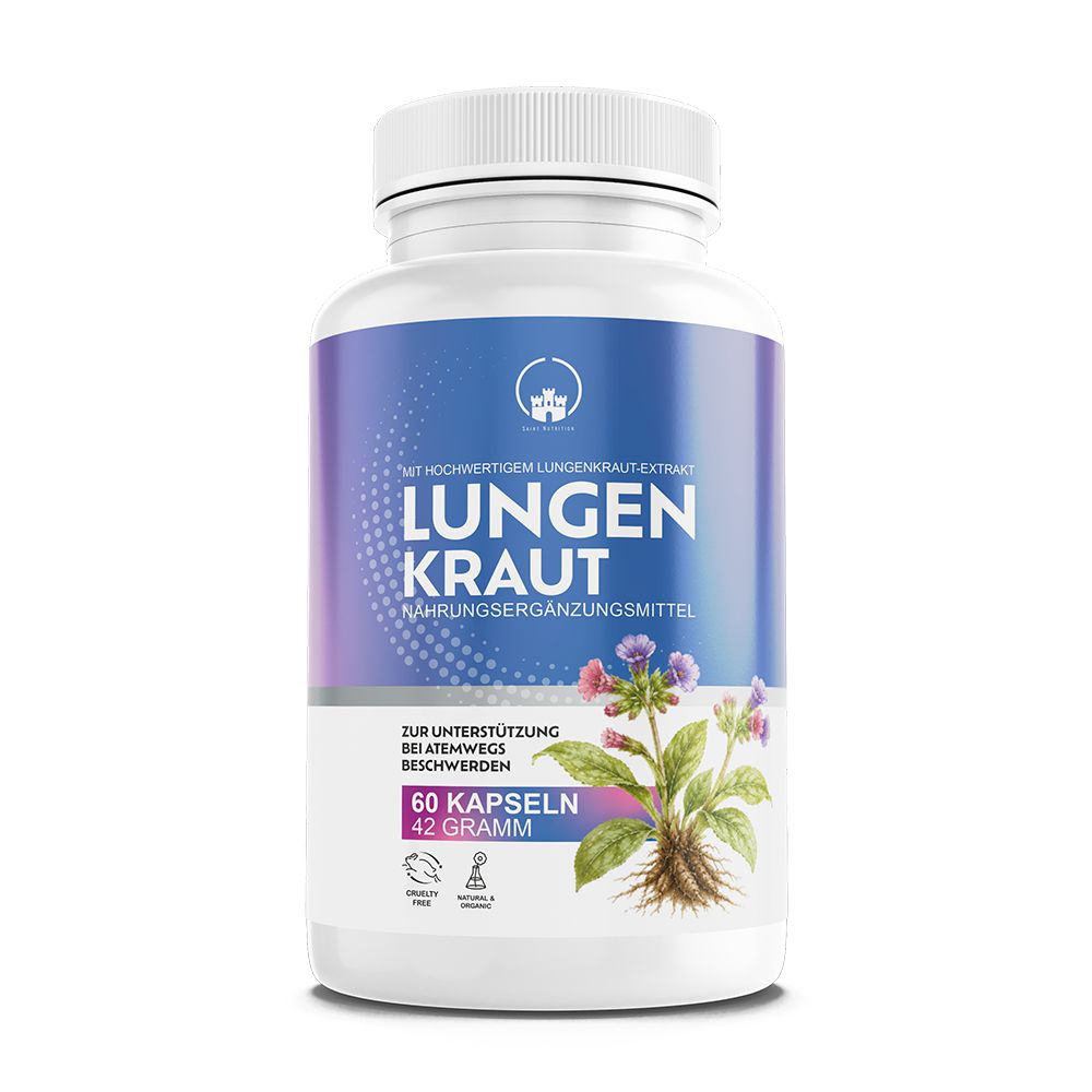 Saint Nutrition® Lungenkraut Kapseln 1200mg | Natürlich & Pflanzliche Inhaltsstoffe - Hochdosiert 60 St