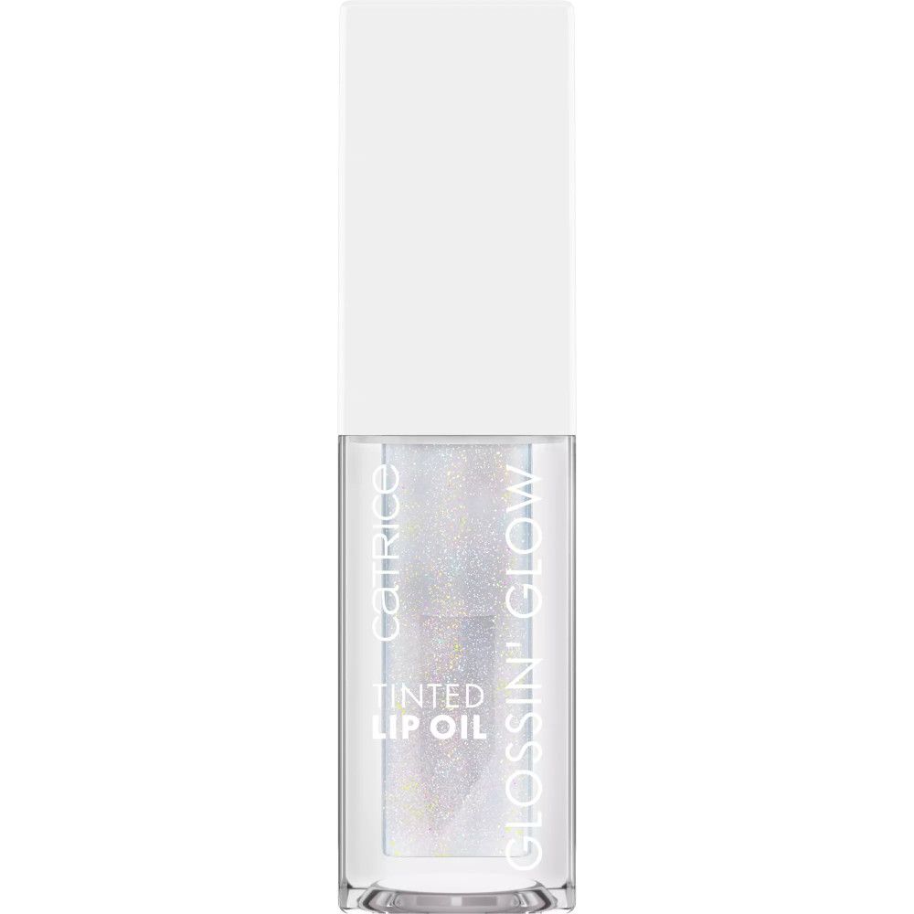 Getöntes Lippenöl in durchsichtiger Flasche mit weißem Deckel und Applikator.
