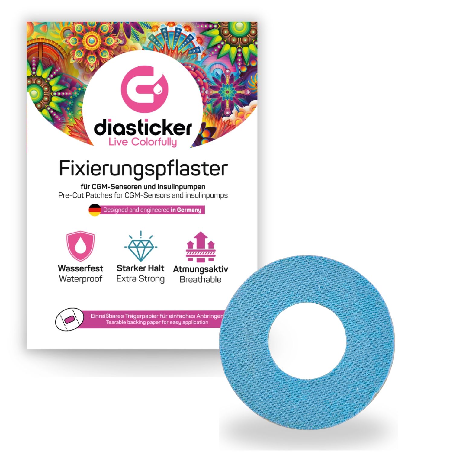 Diasticker® Katheterpflaster M (Innen-Ø 2,7 cm) 'Hellblau' 10 St