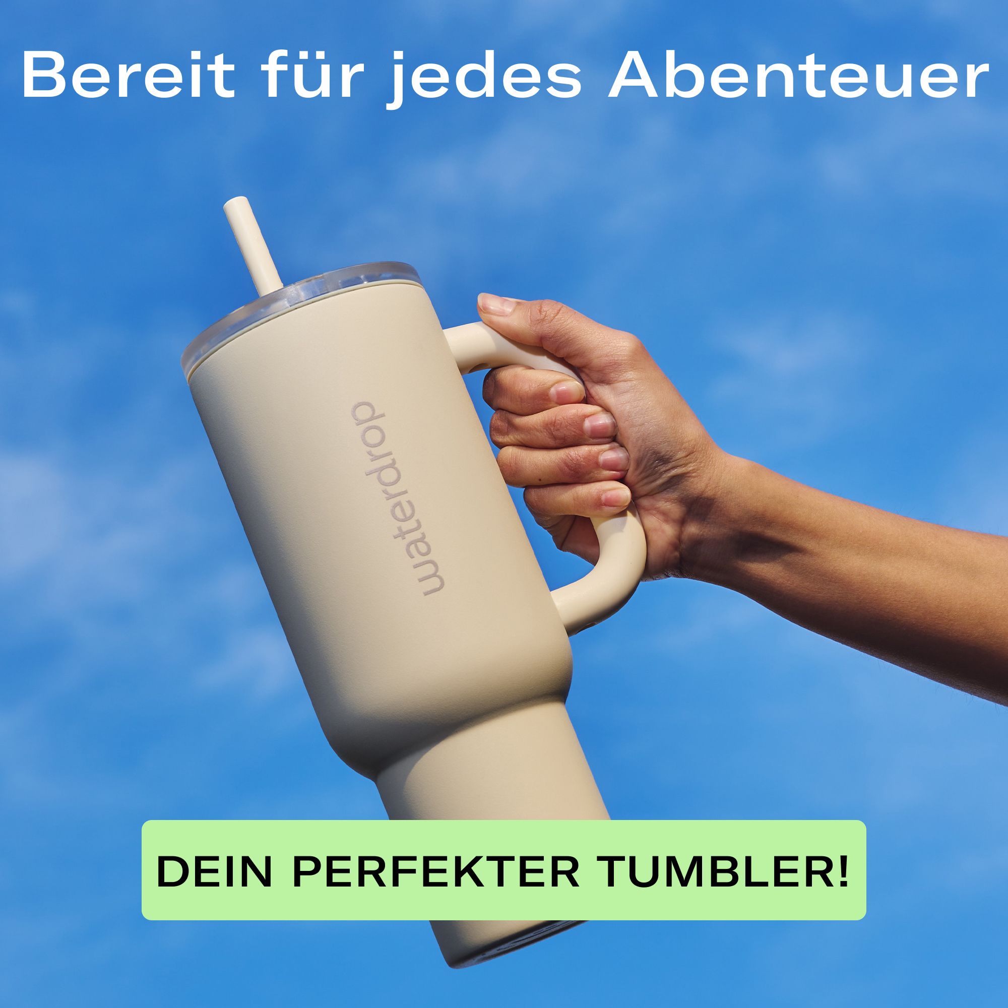 waterdrop® Explorer Thermobecher – 1,1 L Edelstahl – mit Trinkhalm, auslaufsicher & 12 h kühl