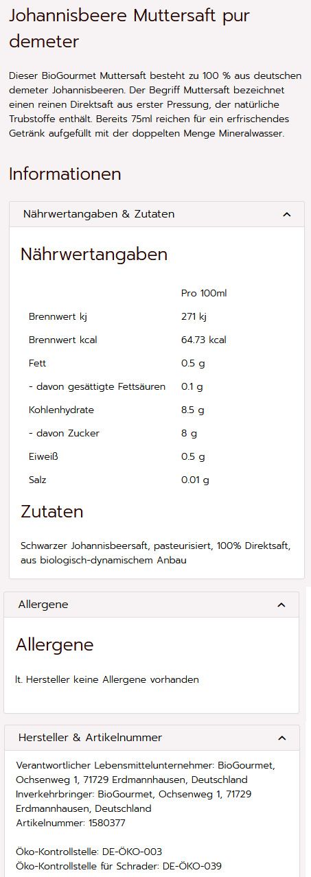 Aktion Set 1 Plus 1: Johannisbeere Muttersaft