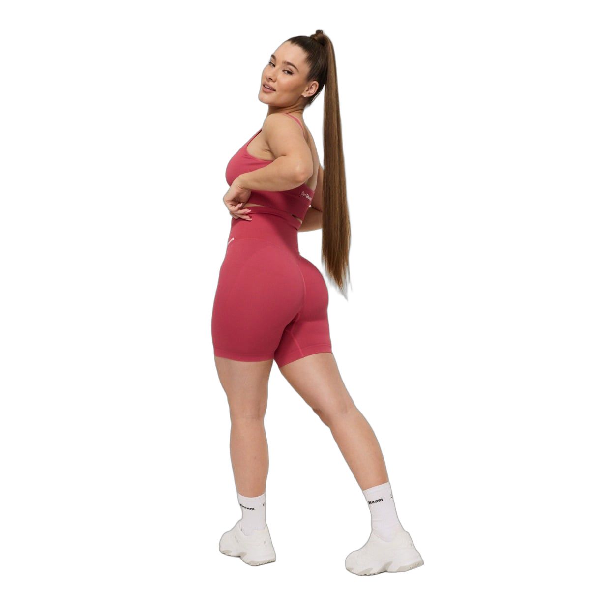 GymBeam Shorts Damen slim mit hoher Taille in Bloom