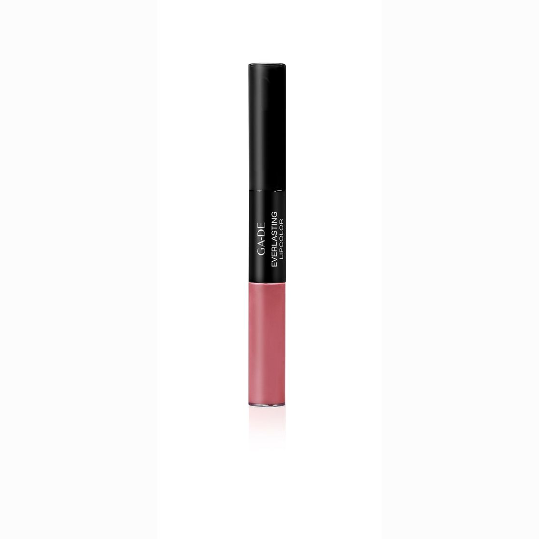 Ga-De Everlasting Lipcolor. Doppelendiger Lippenstift, schwarz und rosa. Aufschrift: Everlasting Lipcolor.