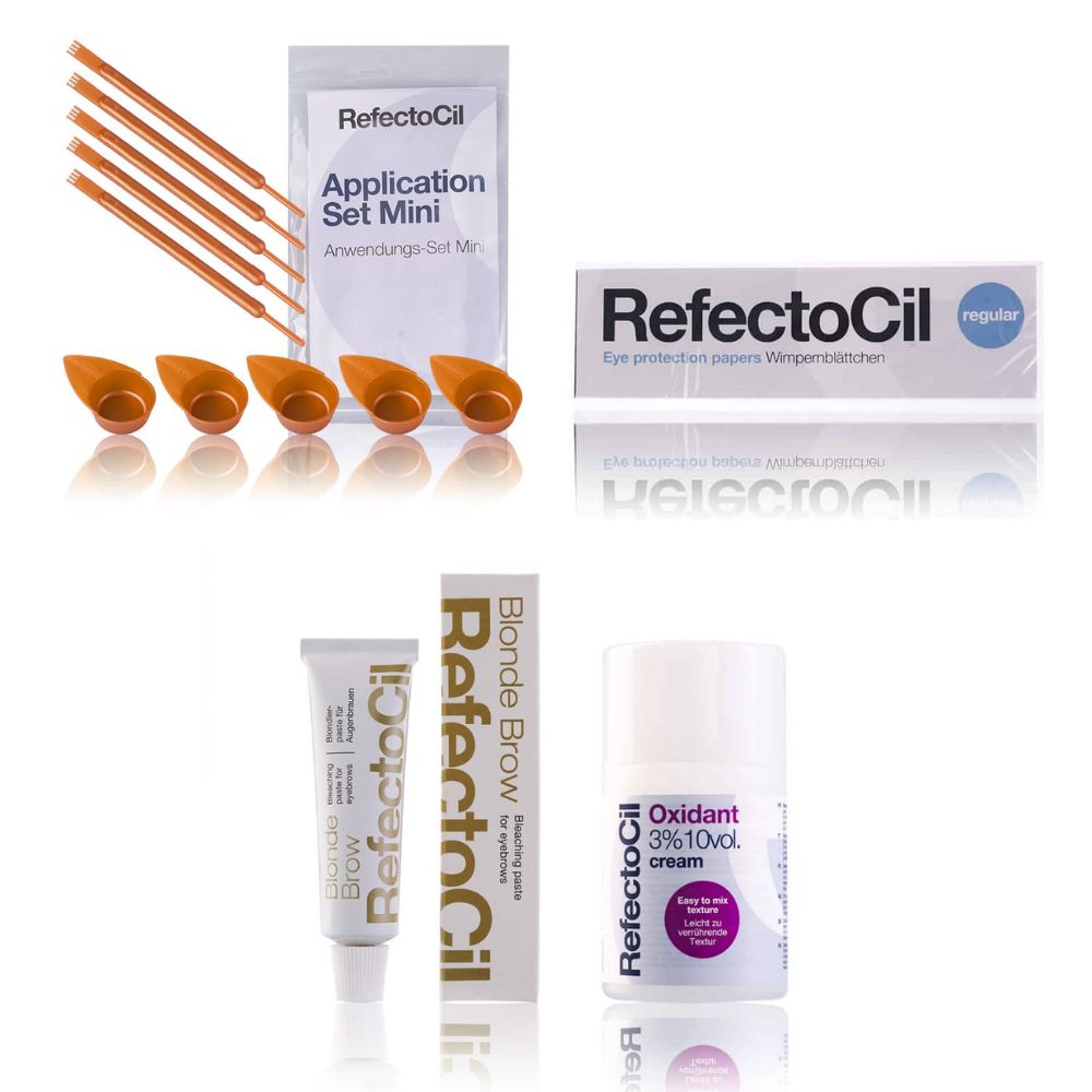 Refectocil Blondierpaste Blonde Brow & Oxidant Creme 3% Wimpernblättchen Mini-Anwendungs Set 15 ml