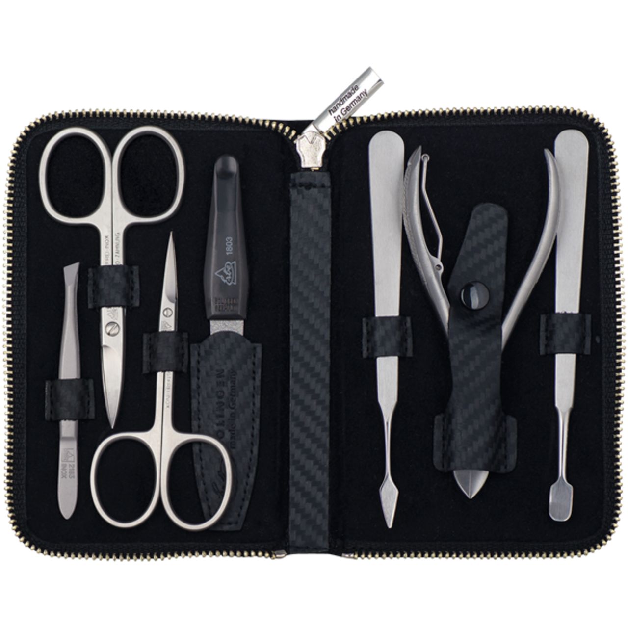 Erbe, Reißverschluss-Etui Carbon, rostfrei