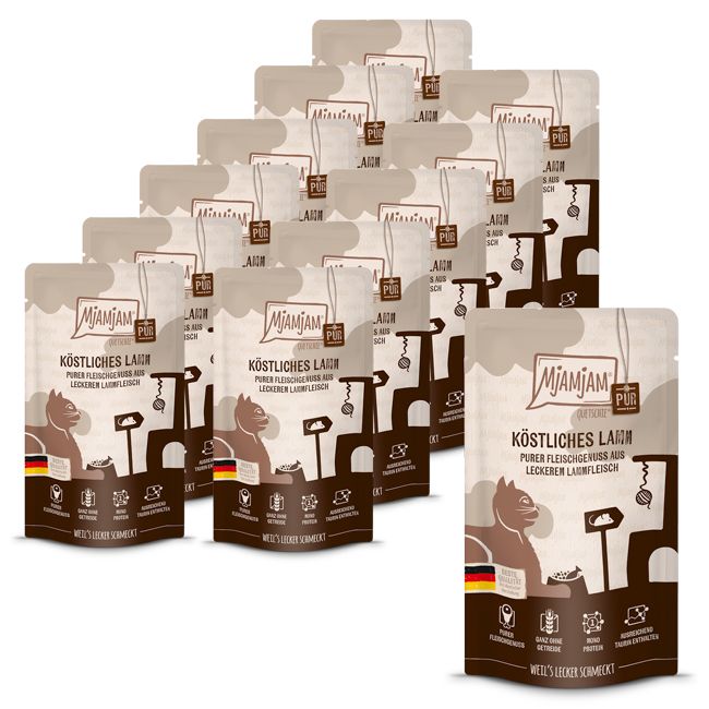 MjAMjAM - Quetschie Purer Fleischgenuss köstliches Lamm pur 12x125 g Futter