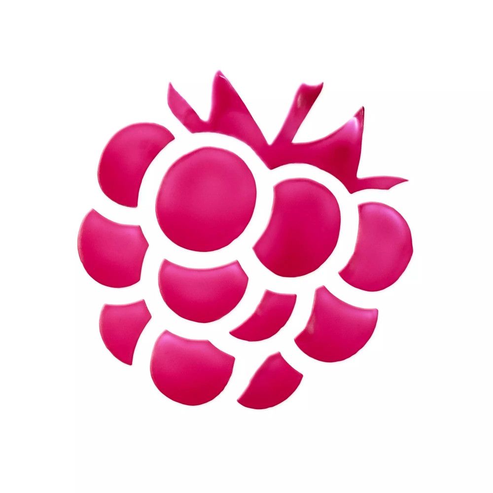 Rosa Himbeere-Symbol. Glänzende Oberfläche. Weißer Hintergrund.