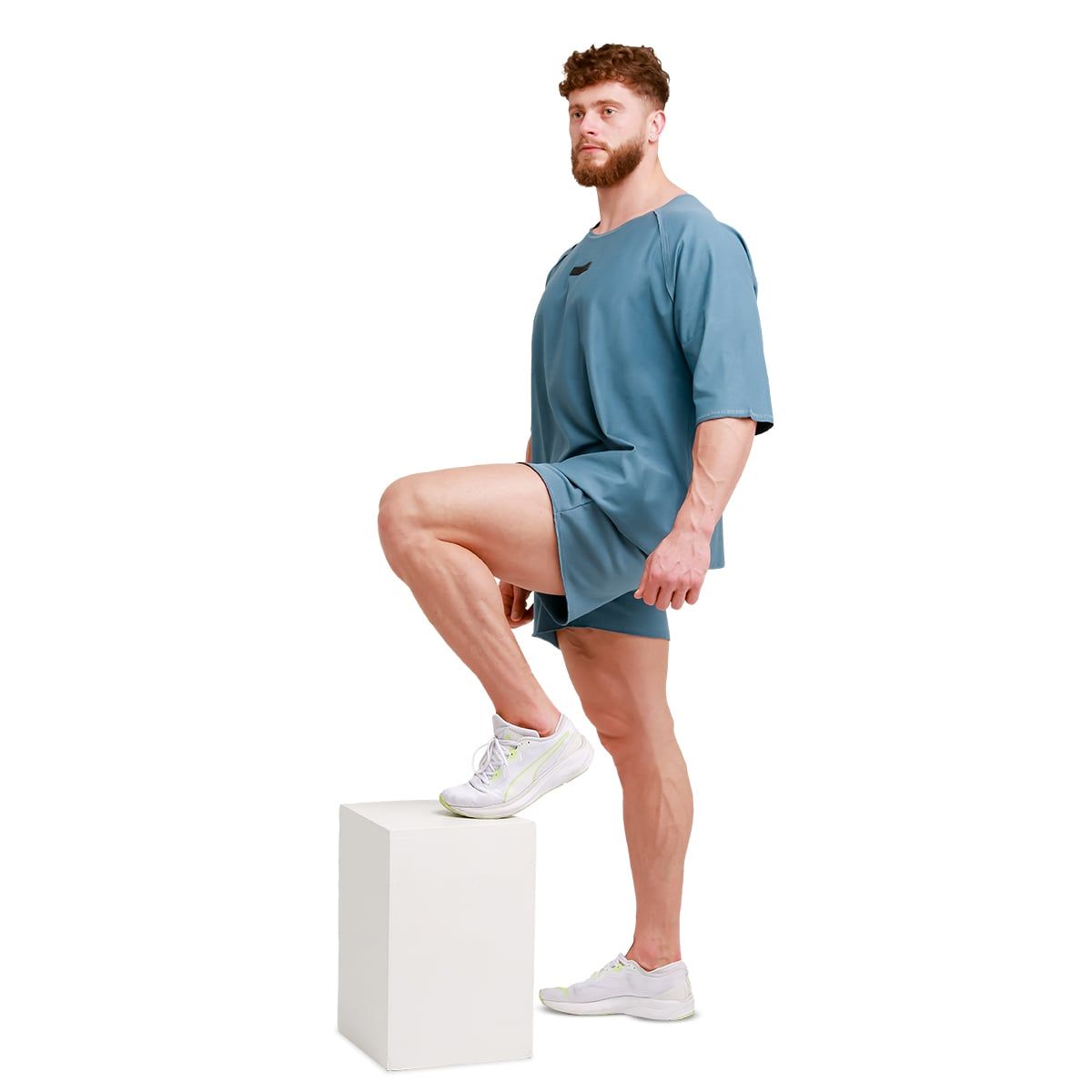 GymBeam T-Shirt Herren Oversized Kurzarm aus Baumwolle Unity Blau