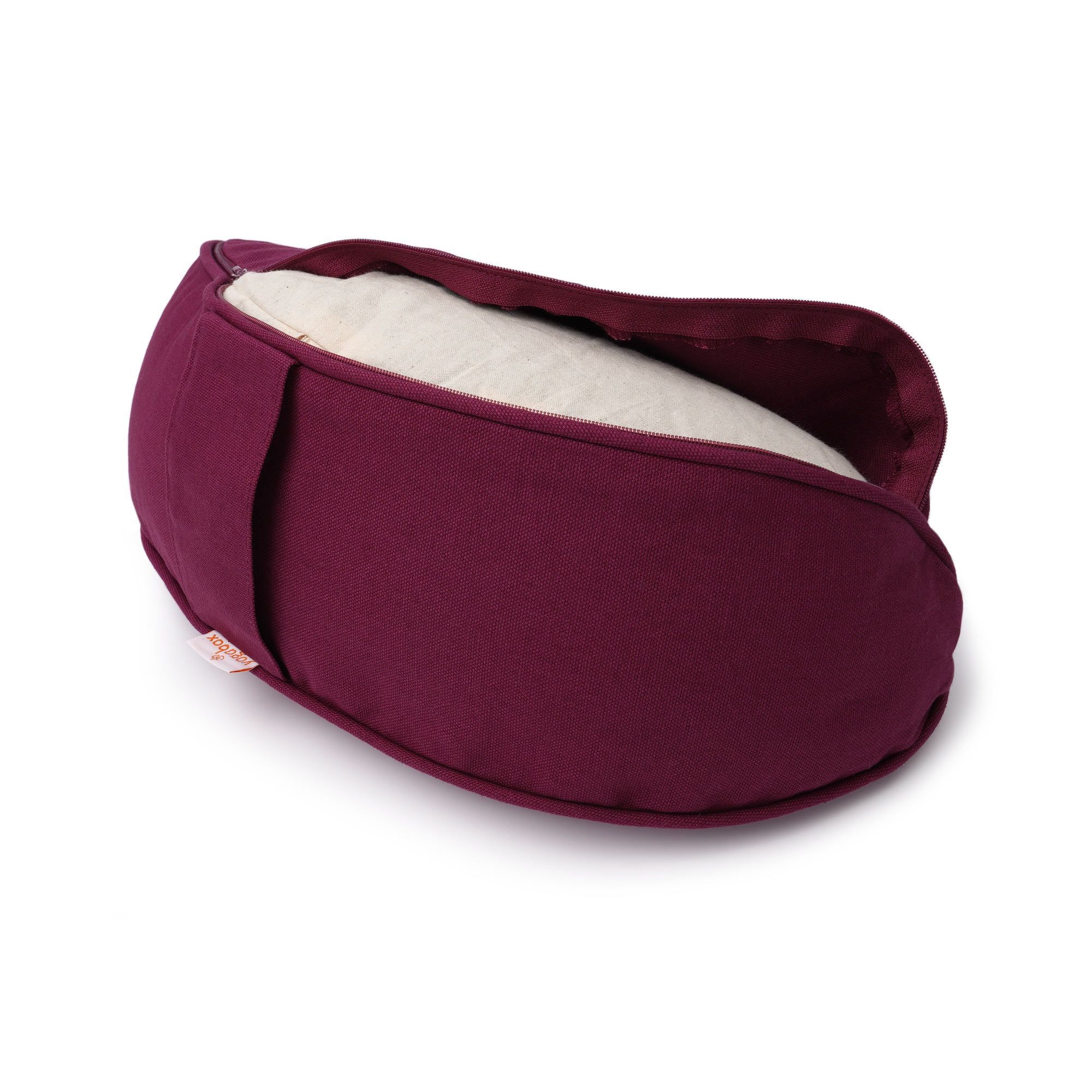 yogabox Yogakissen Halbmond BASIC Lotus Stick weiß - aubergine - 40 x 17 x 12,0 cm