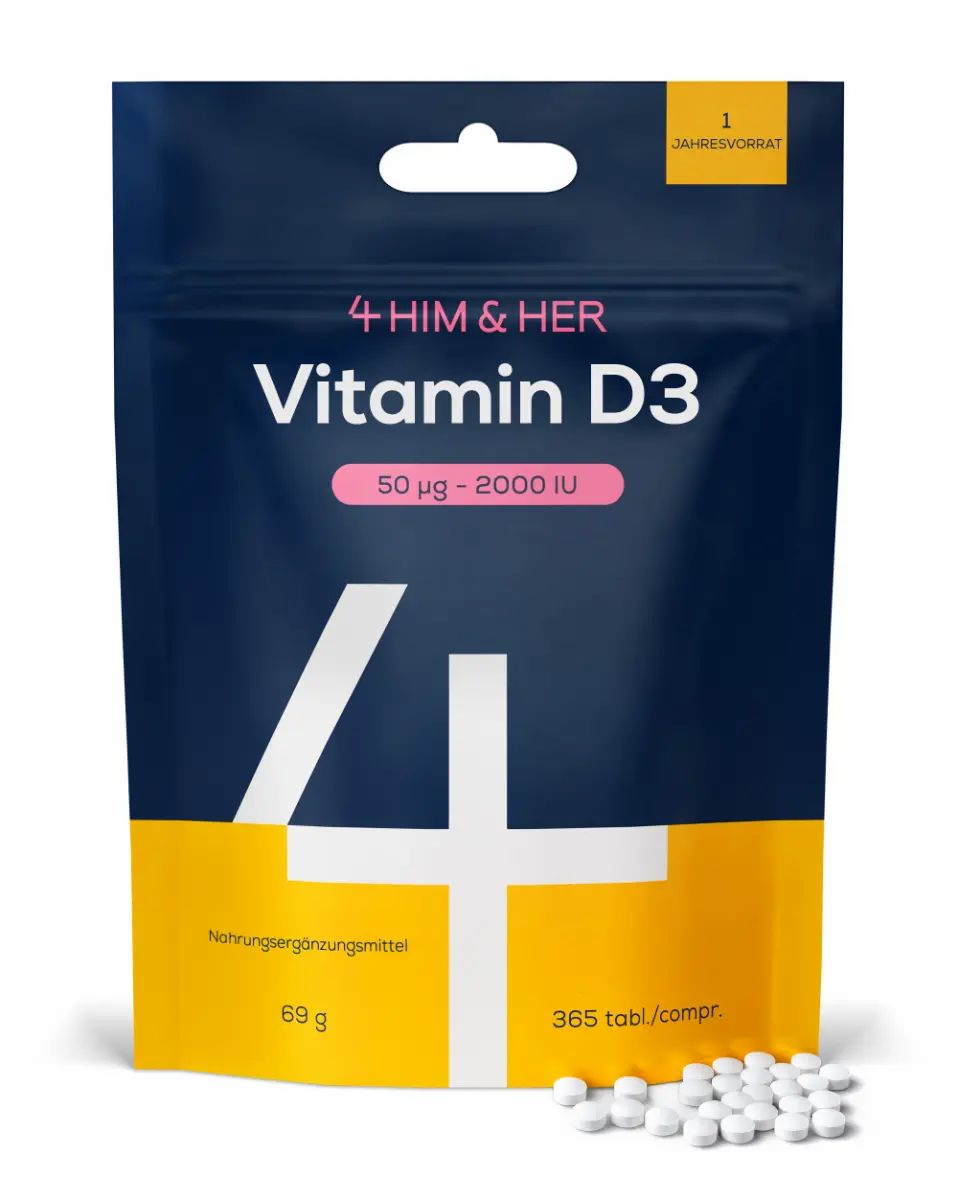 4 HIM & HER Vitamin D3 2000 IE (50 µg) – Vegetarisch 365 St Tabletten