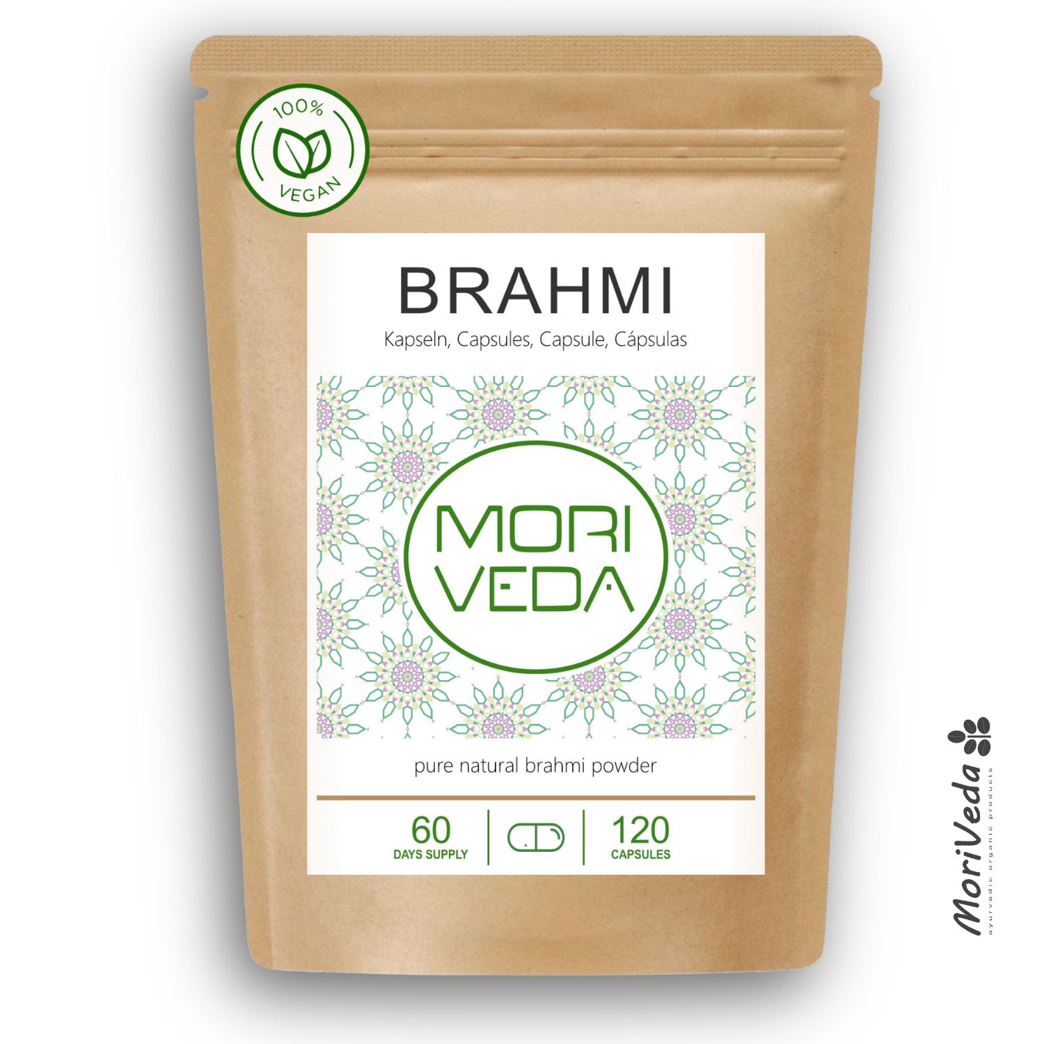 Moriveda Brahmi Kapseln – 500 mg Bacopa Monnieri Pulver, mikropulverisiert, vegan 120 St