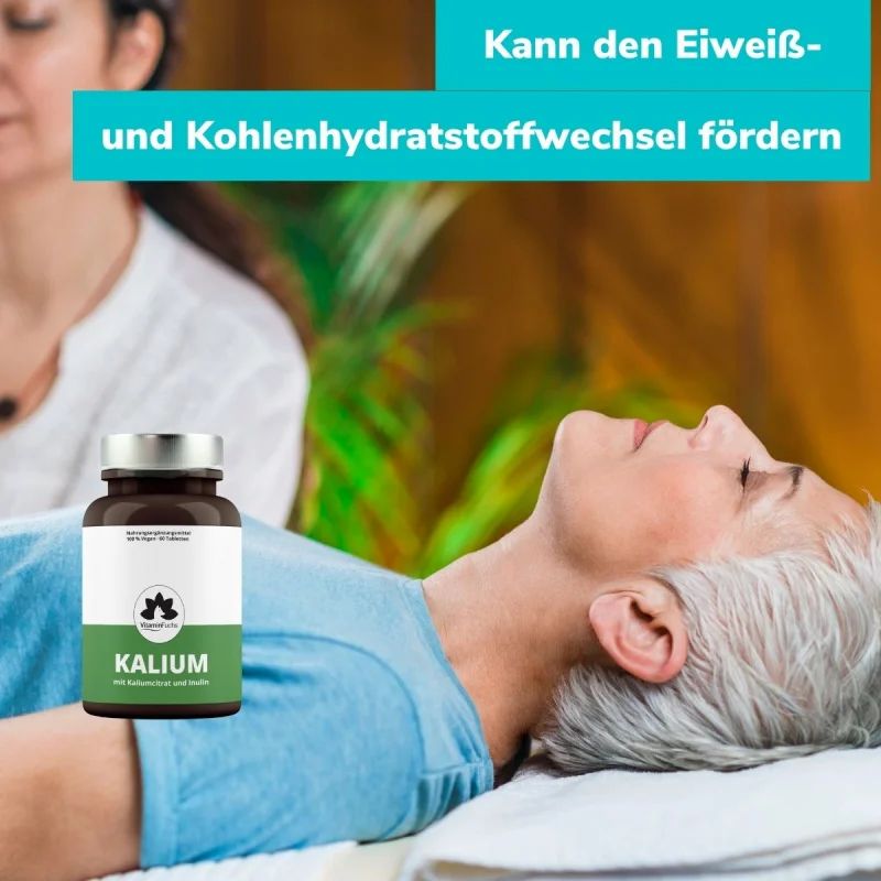 Kalium Retard Tabletten - Kaliumcitrat mit Inulin 1000mg je Tablette - VitaminFuchs