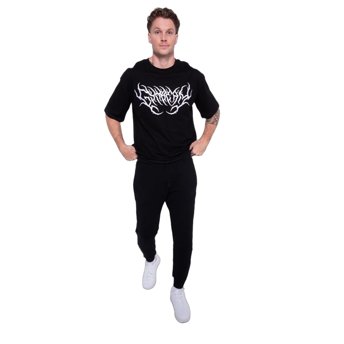 GymBeam T-Shirt Herren Oversized Kurzarm in Schwarz Thorn