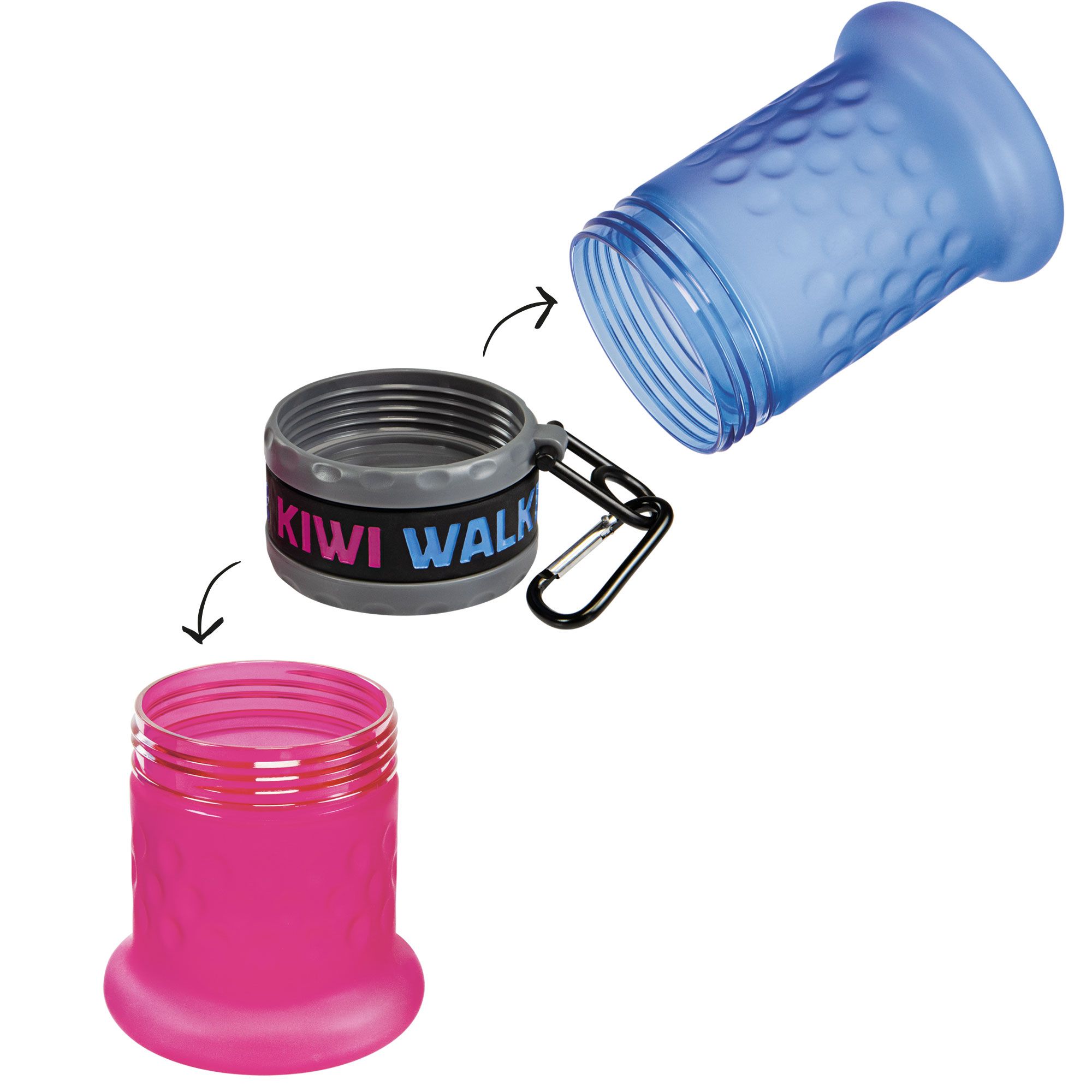 Kiwi Walker Reise Flasche 2in1 - Trinkflasche und Futternapf für Hunde mit Karabiner