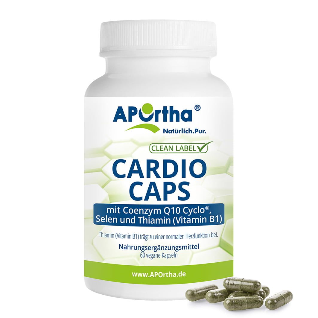 APOrtha® Cardio Caps mit Coenzym Q10 Ubichinon + Selen + Vitamin B1 Kapseln