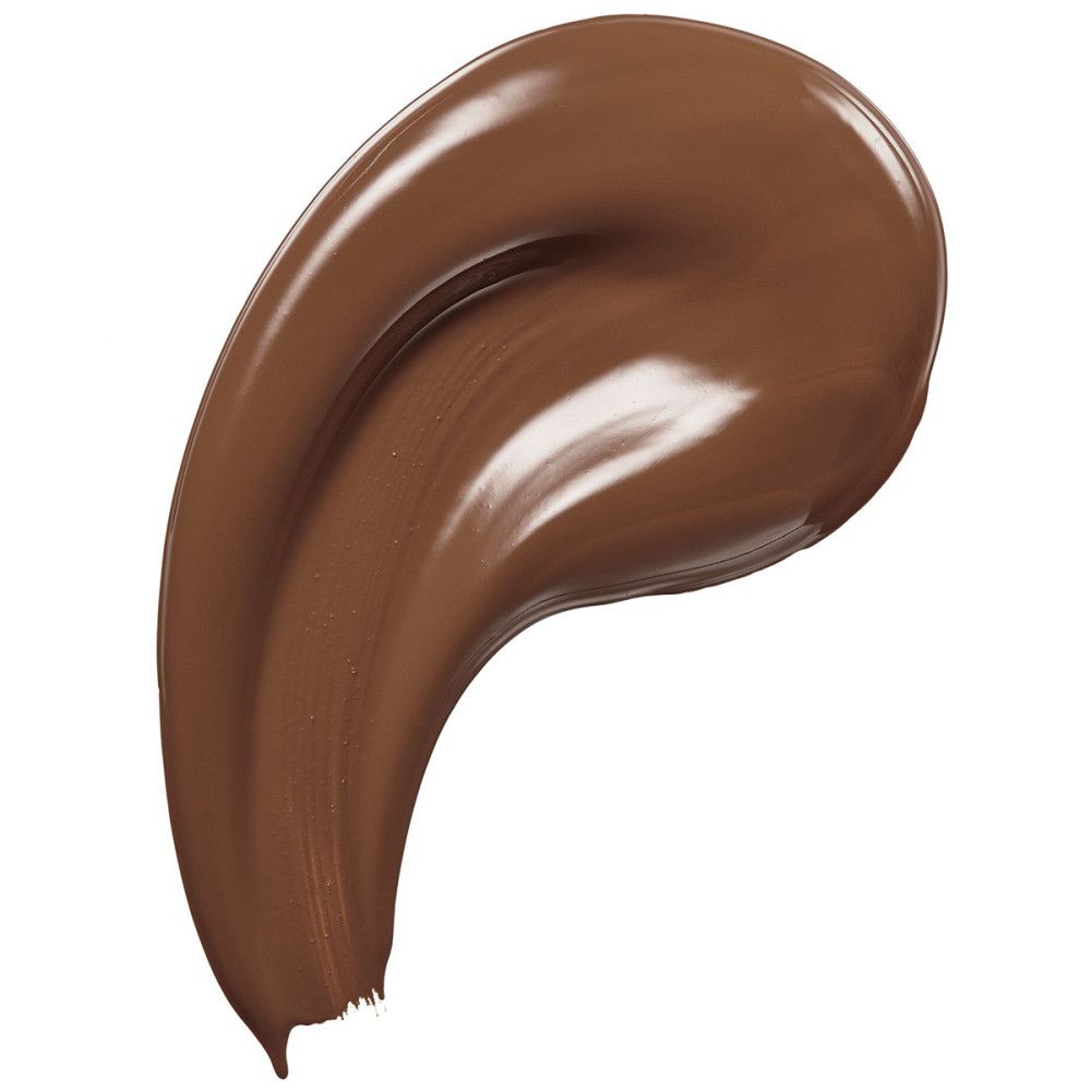 Brauner Foundation-Farbklecks. Glänzende Textur. Keine Verpackung oder Beschriftung sichtbar.