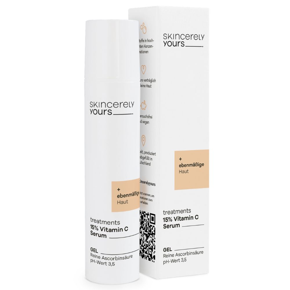Skincerely Yours 15% Vitamin C Serum Spender mit Faltschachtel.