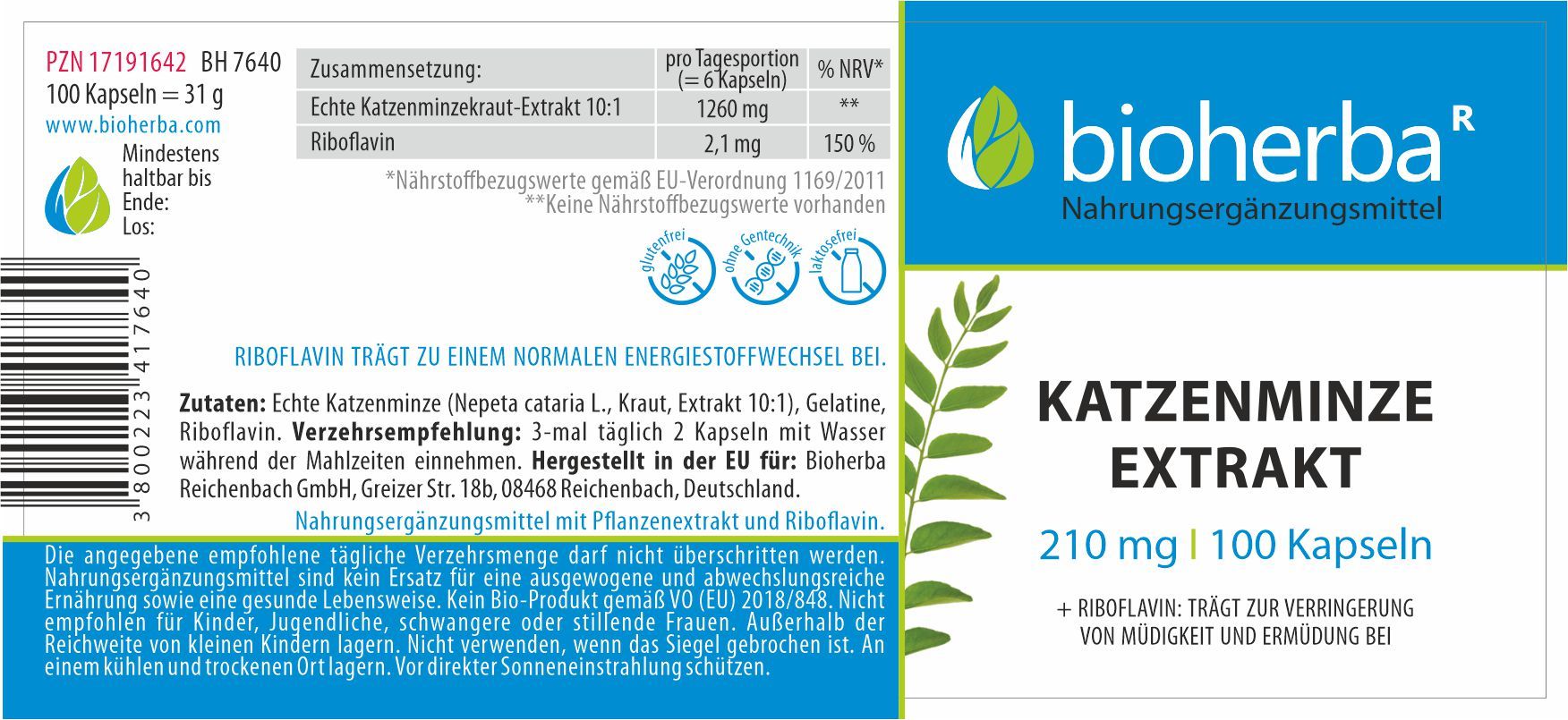 Bioherba Katzenminze Extrakt Kapseln