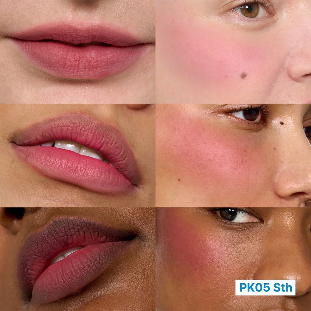 Lippen und Wangen in verschiedenen Hauttönen mit Rosaton.