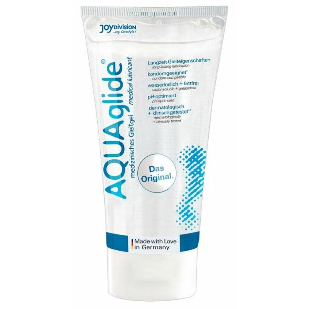 AQUAglide® medizinisches Gleitgel Tube. Langzeit-Gleiteigenschaften, kondomgeeignet, wasserlöslich, fettfrei.