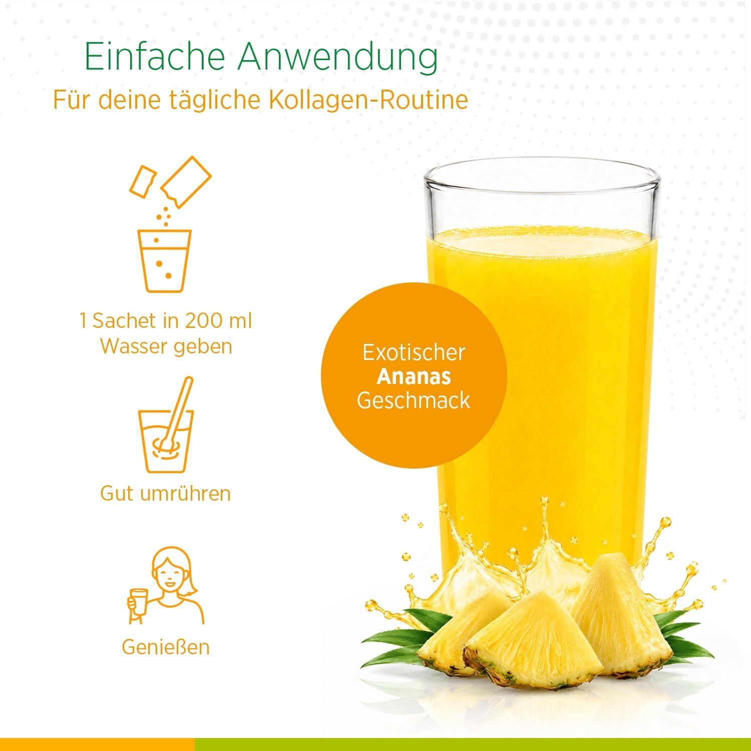 Biostile Collagen Pineapple: Anleitung zur Zubereitung eines Getränks mit Ananas.