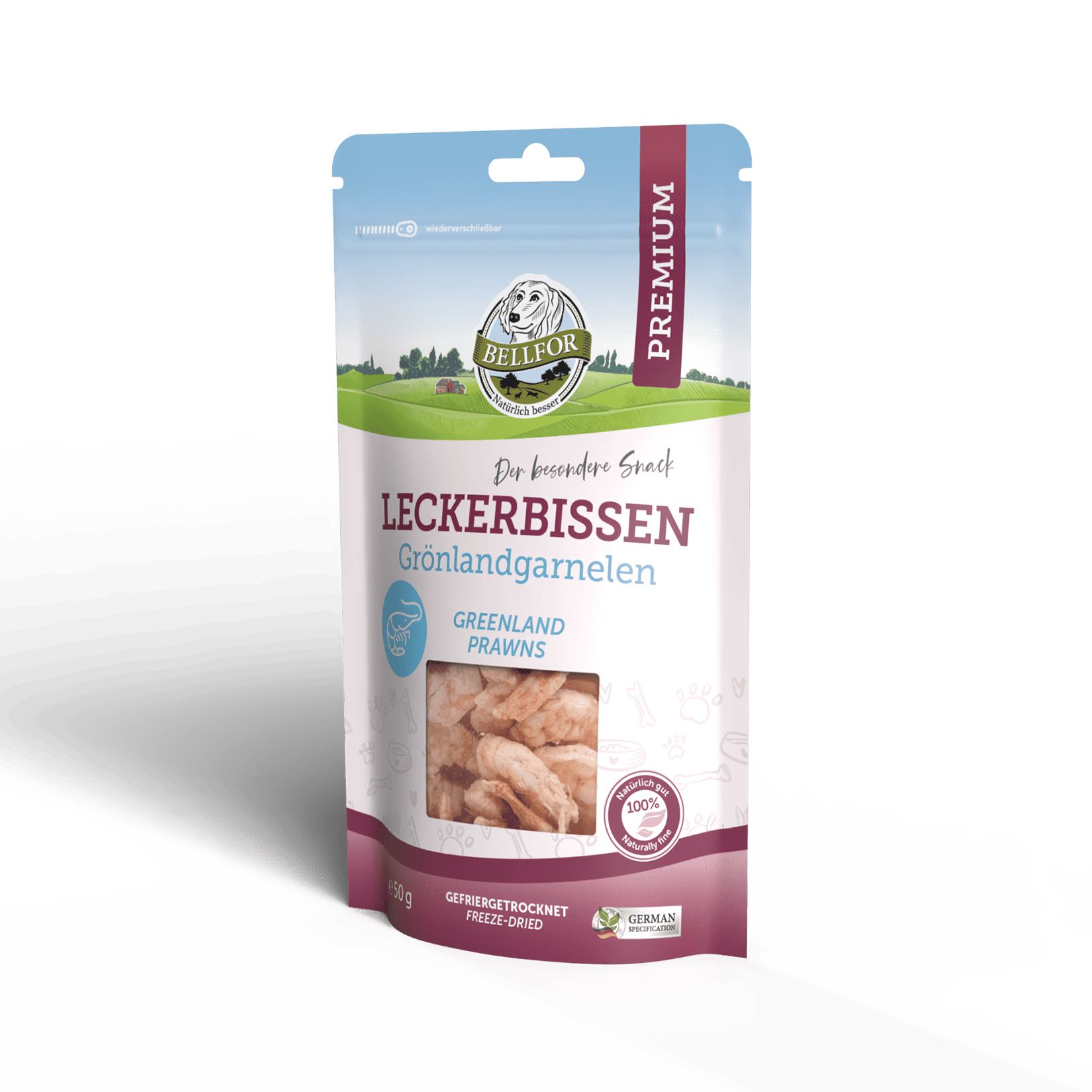 Bellfor Gesunder Freeze-Snack für Hunde - Grönlandgarnalen (gefriergetrocknet)