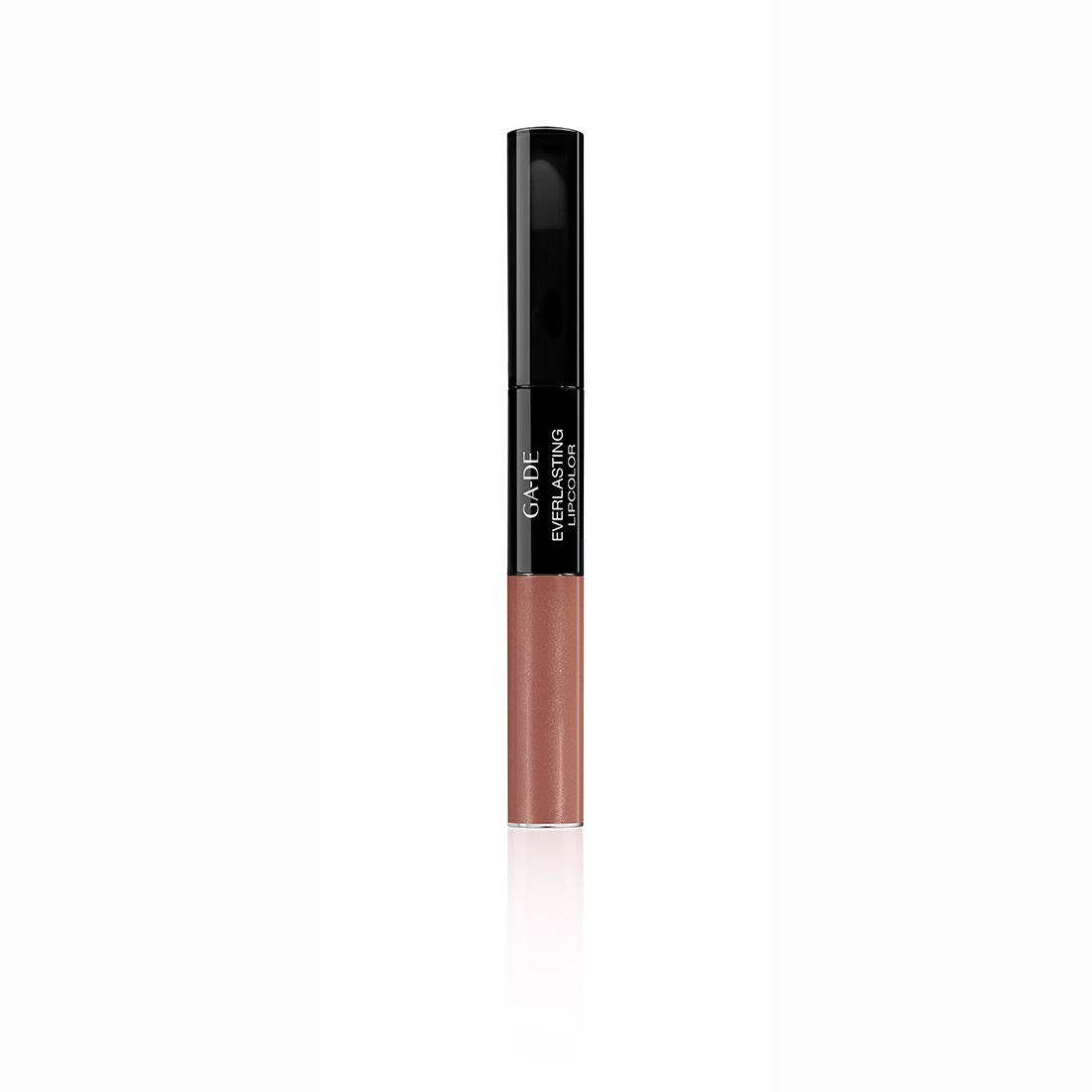 Ga-De Everlasting Lip Color. Zweiteiliger Lippenstift, schwarz-braun. Aufschrift: GA-DE, EVERLASTING LIPCOLOR.