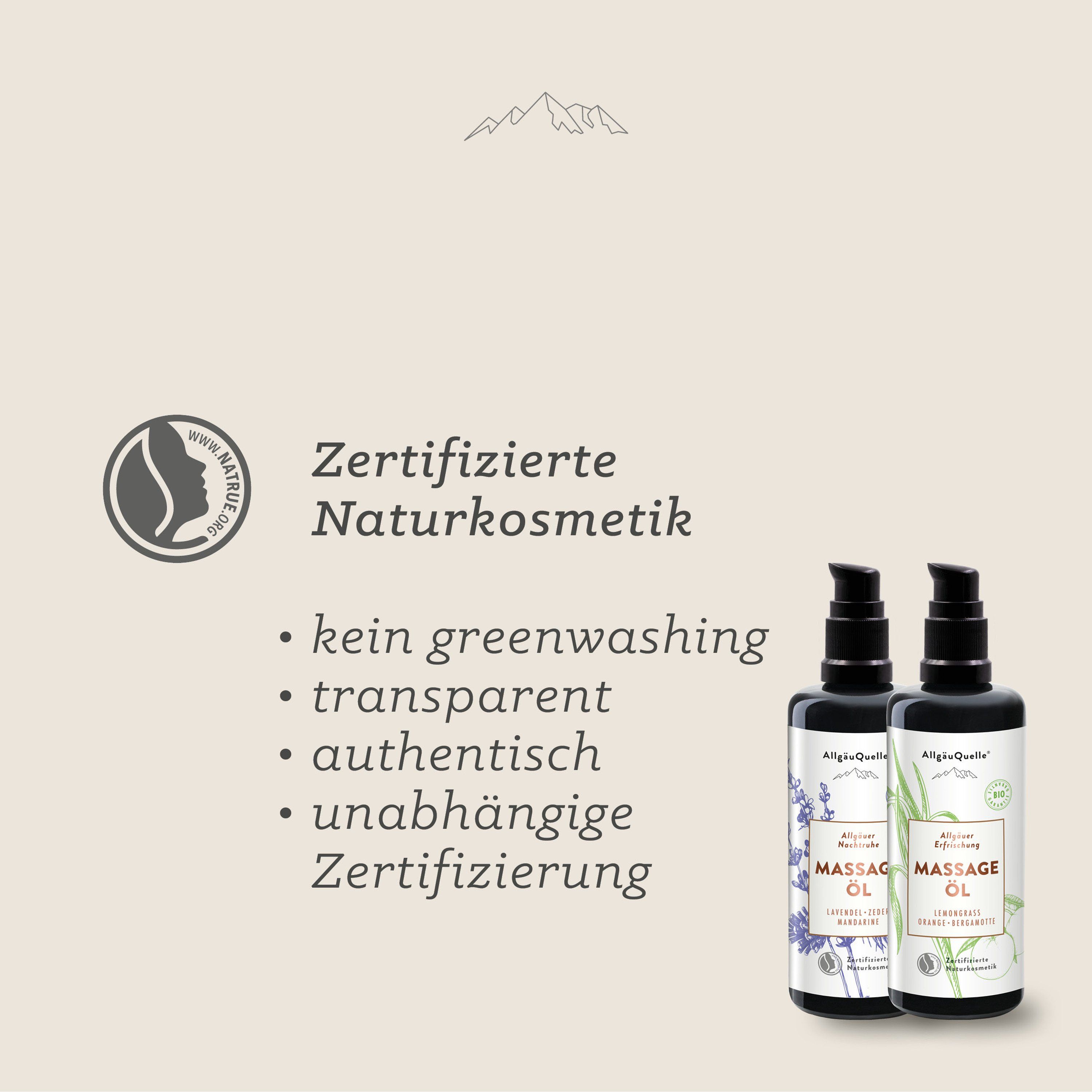 AllgäuQuelle BIO Massageöl-Set mit 100% Bio ätherische Öle Lemongrass, Orange und Lavendel, Zeder