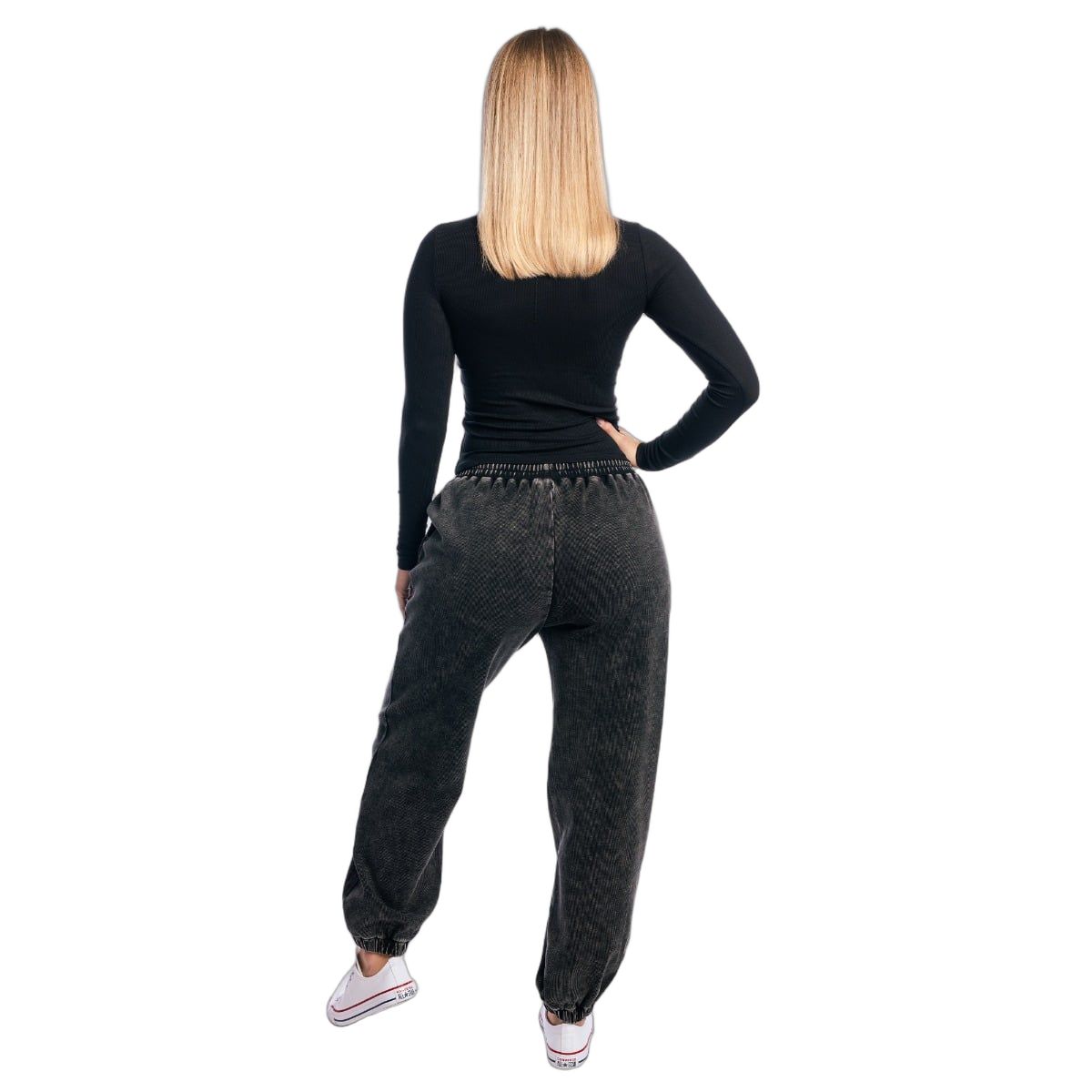 GymBeam Langarmshirt Damen slim mit rundem Ausschnitt Black