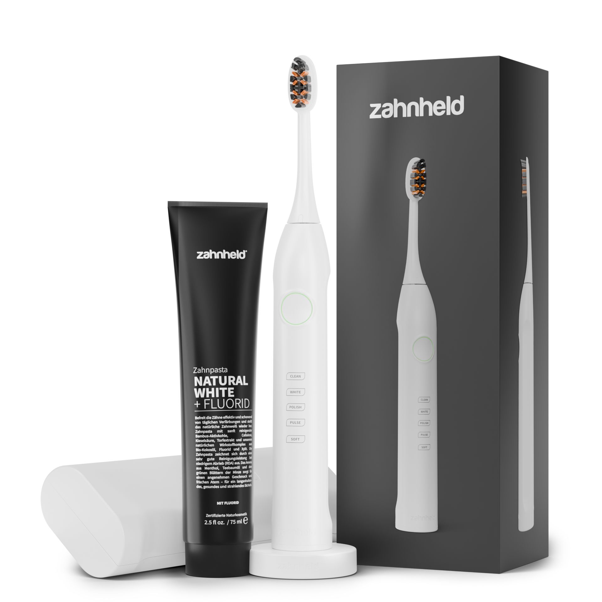Zahnheld elektrische Schallzahnbürste G3 im Set mit Zahnpasta Natural White 1 St Zahnbürste