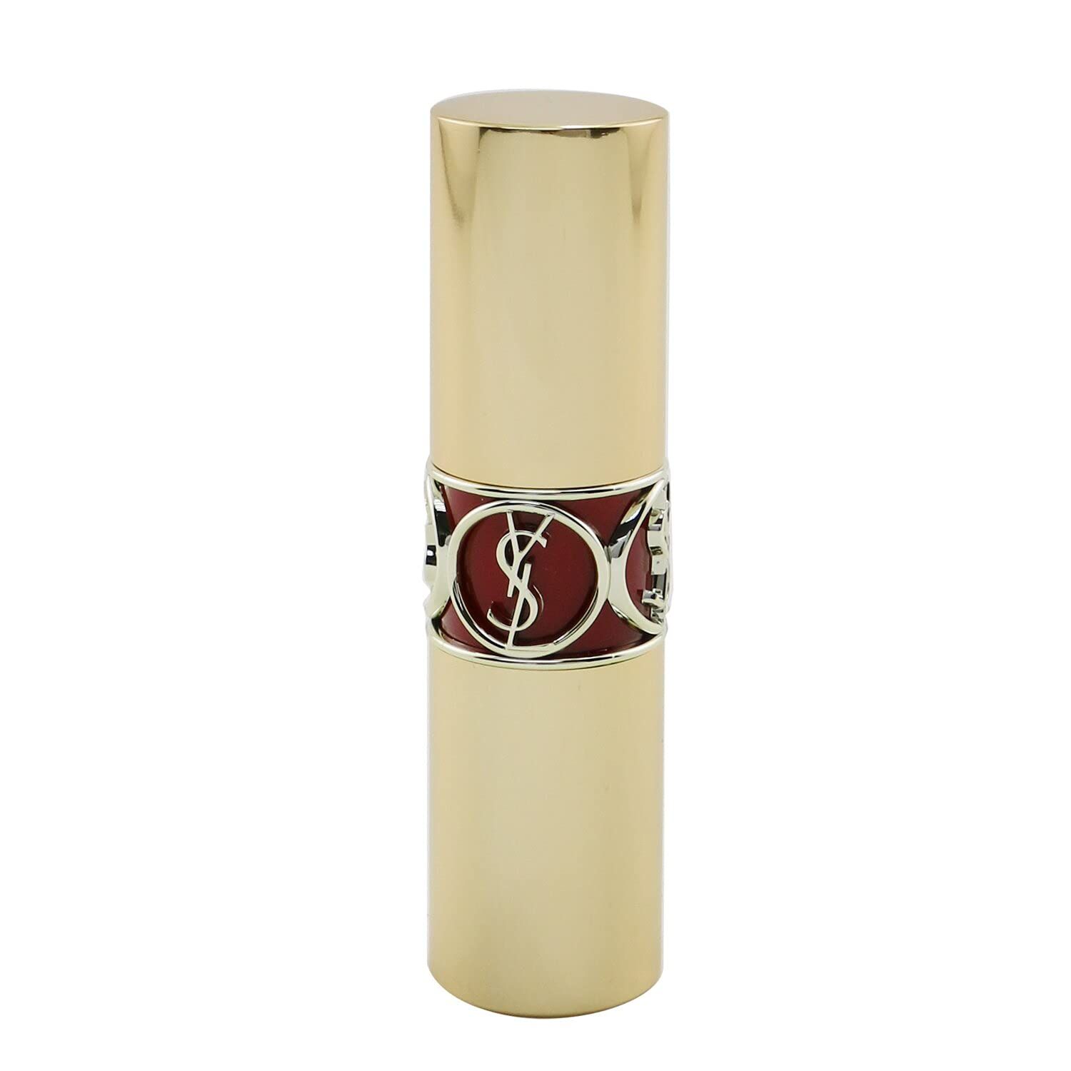 Geschlossener goldfarbener Lippenstift. Roter Akzent mit YSL-Logo.
