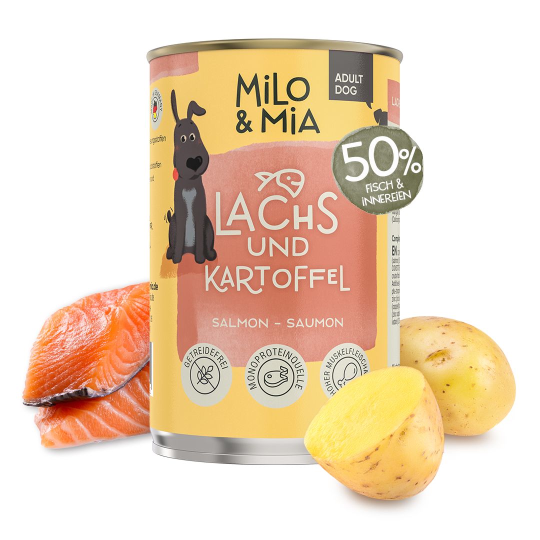 Milo & Mia - Premium Nassfutter für Hunde - Lachs & Kartoffel