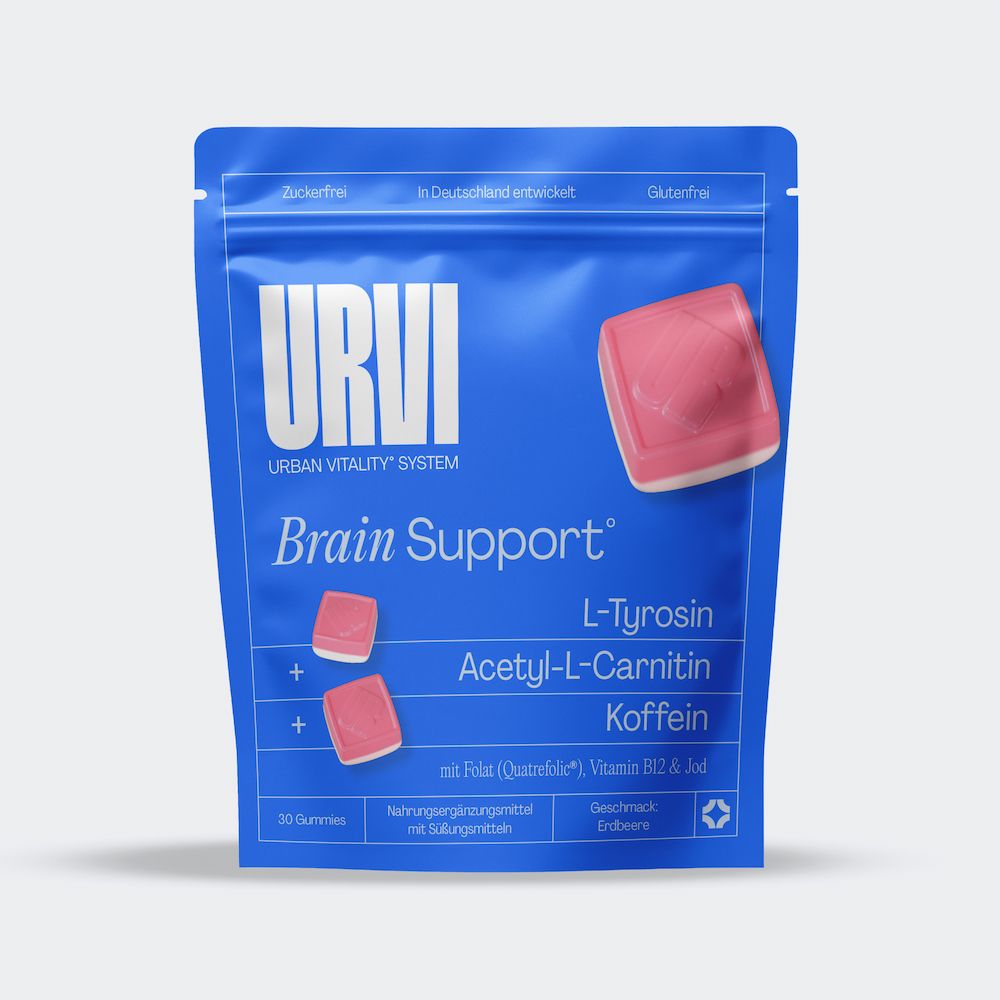 Urvi® Brain Gummies – L-Tyrosin, Acetyl-L-Carnitin, mit Folat (Quatrefolic®), Vitamin B12 & Koffein 30 St Fruchtgummi