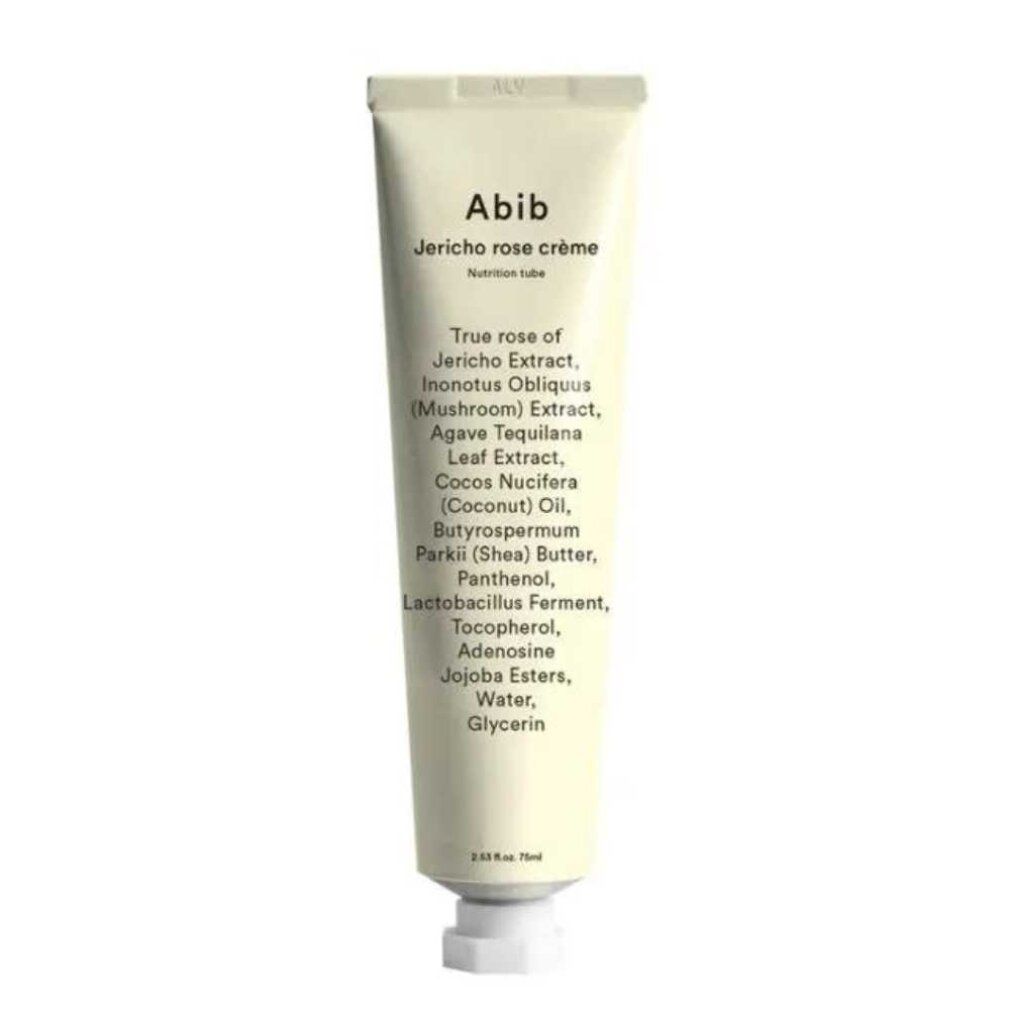 Abib Jericho Rose Nutrition Cream Tube mit Inhaltsstoffliste.