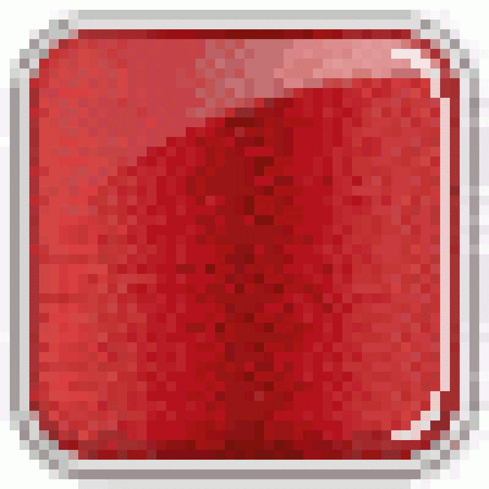 Rotes, glänzendes Quadrat mit abgerundeten Ecken, umrandet von einem grauen Rahmen.