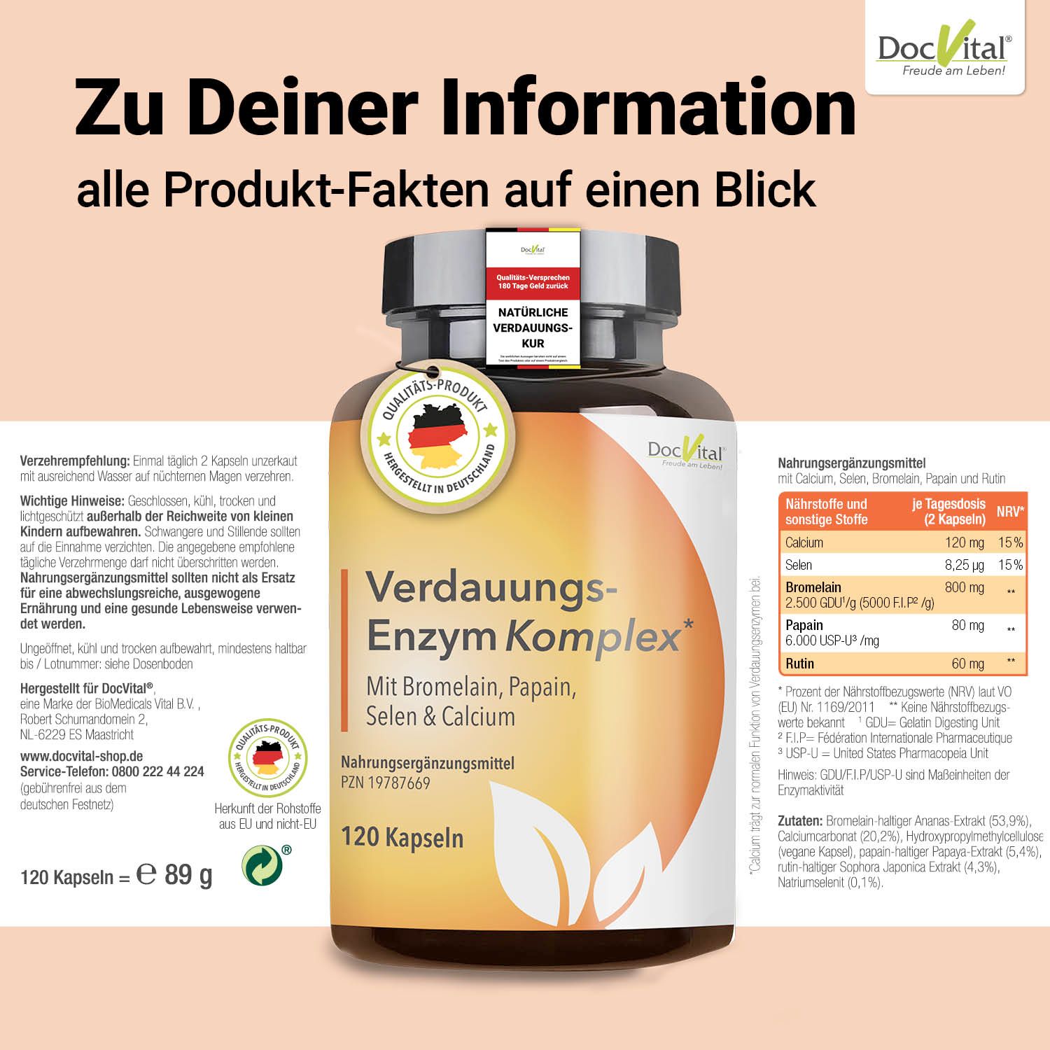 DocVital® Verdauungsenzyme Bromelain hochdosiert für die Verdauung