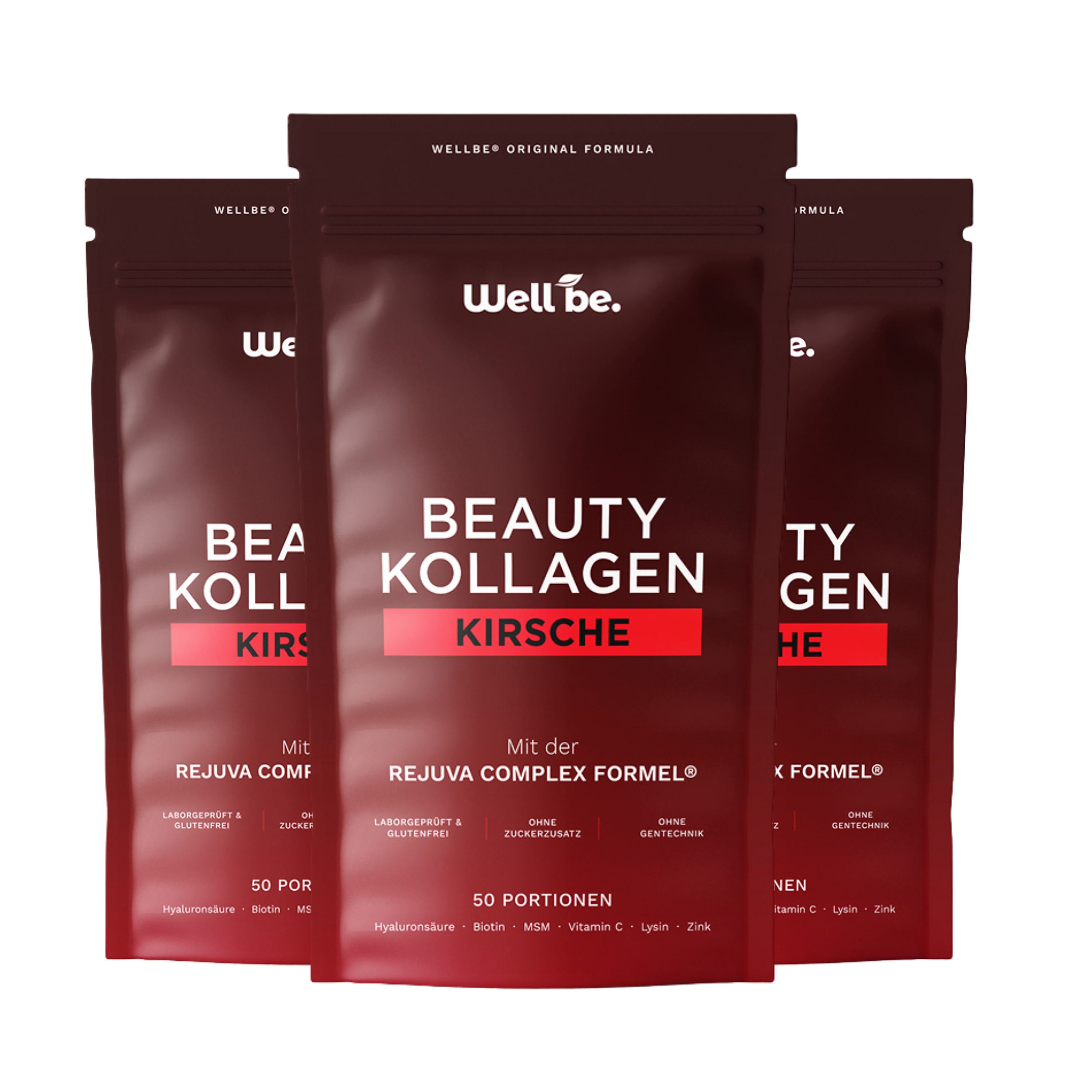 wellbe Beauty Kollagen Kirsche mit Rejuva Complex® Formel 3x250 g Pulver