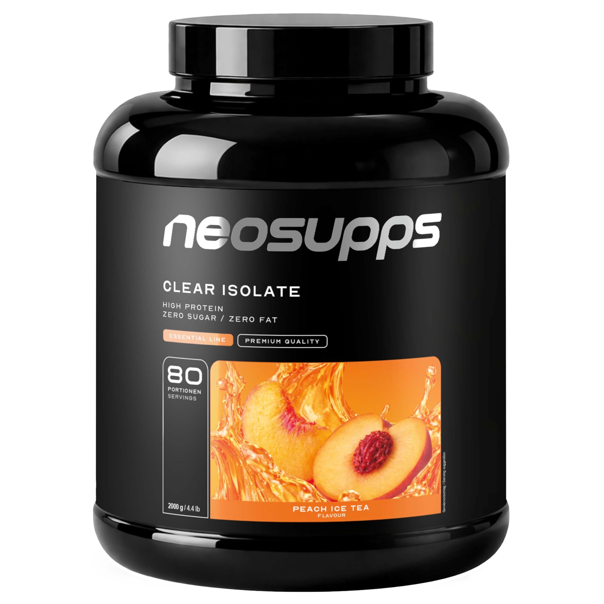 Neosupps Clear Whey Isolat, 2000g, Protein Pulver, Peach Ice Tea, Eiweißpulver 2000 g Pulver