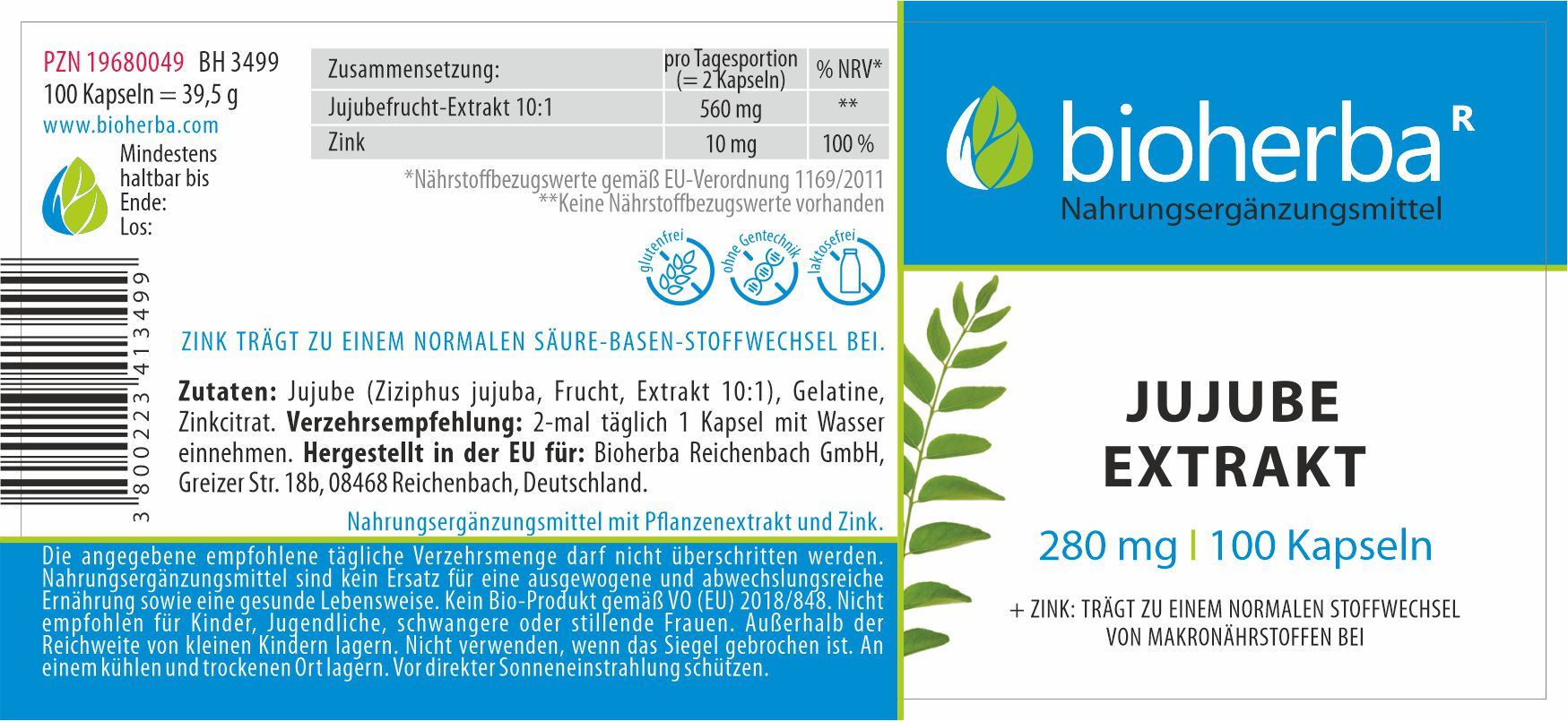 Bioherba Jujube Extrakt Kapseln