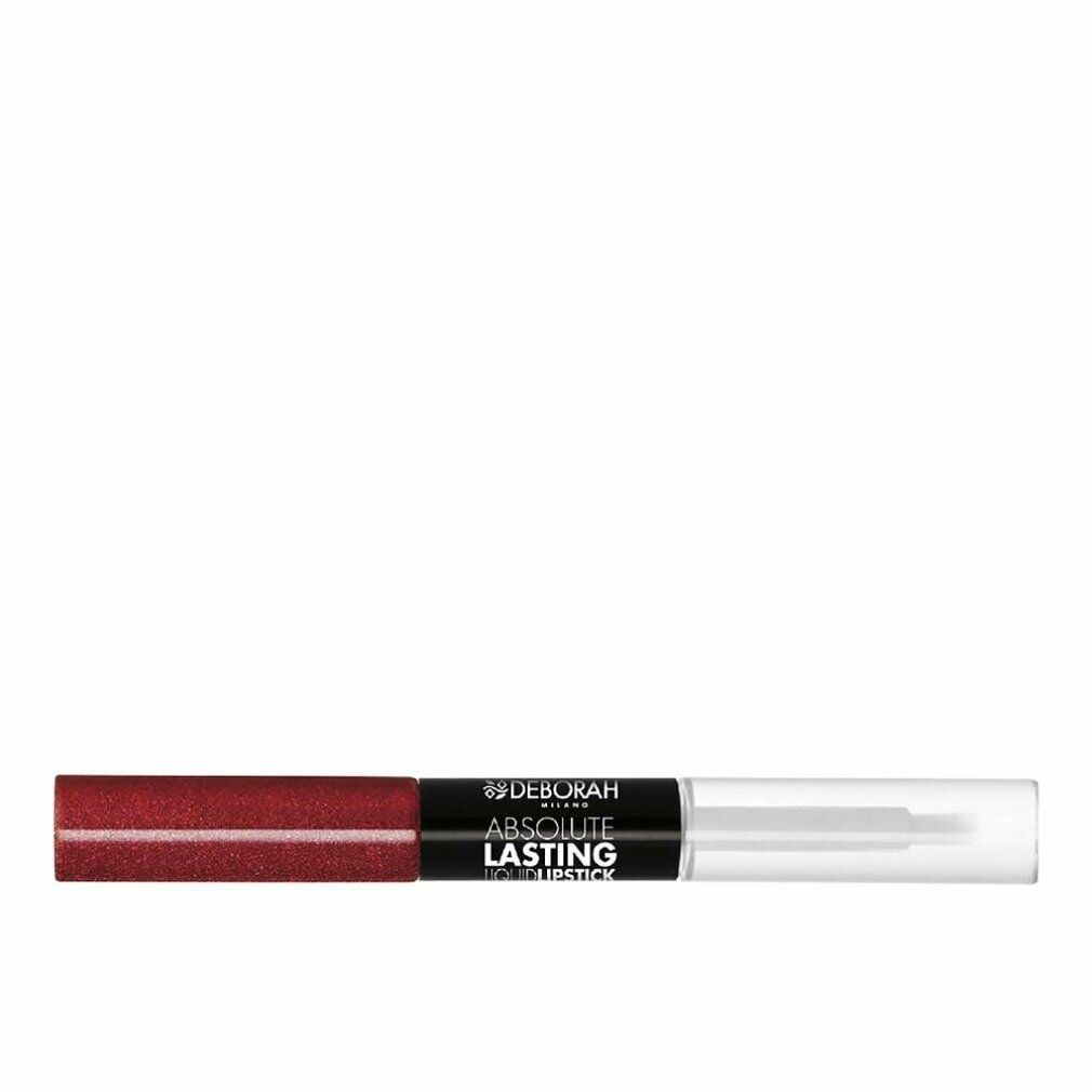 Doppel-Lippenstift. Ein Ende rot glänzend, das andere transparent mit Applikator. Schwarzer Mittelteil mit Schriftzug.