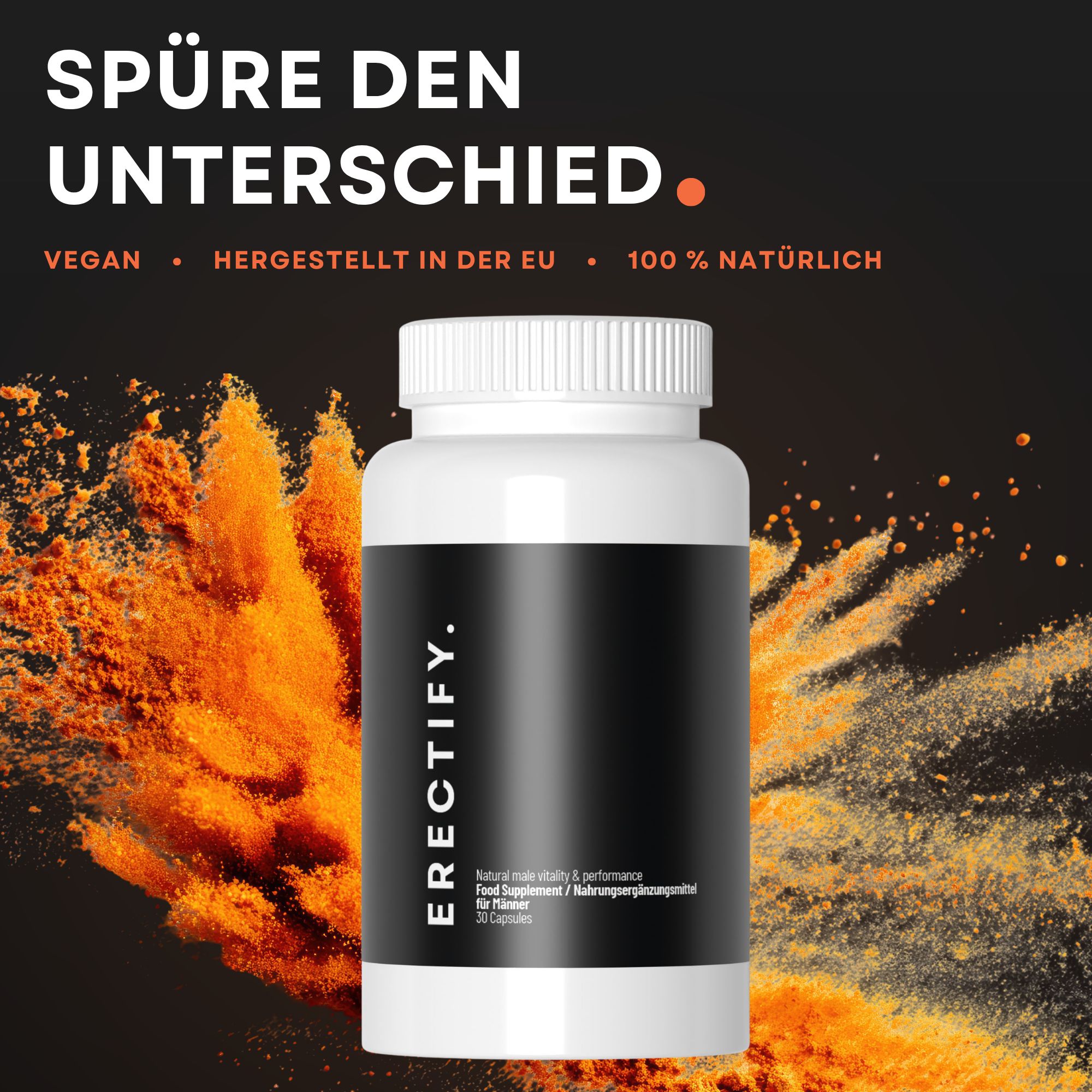 Erectify Nahrungsergänzungsmittel für Männer, 30 Kapseln.