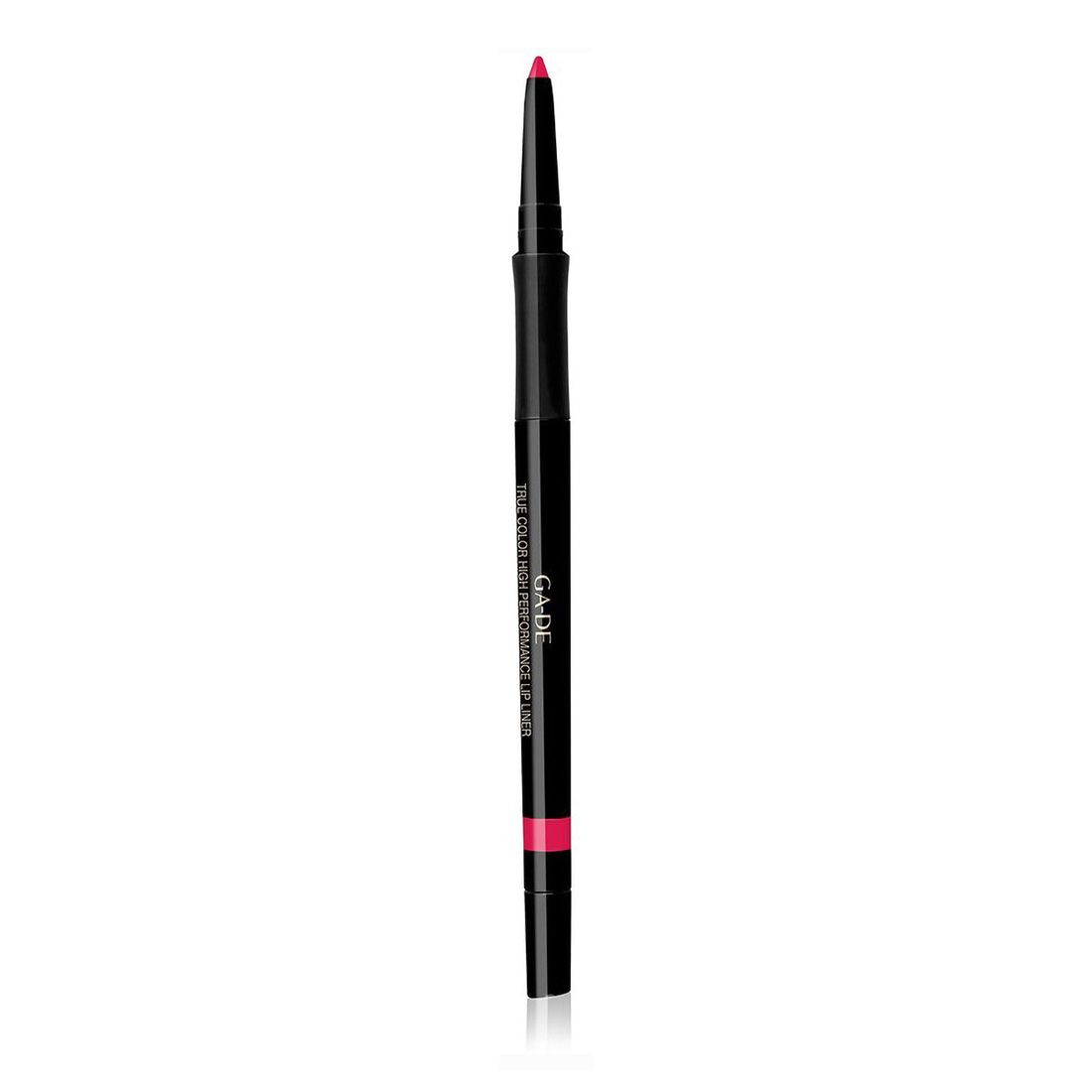 Schwarzer Lipliner mit pinkfarbener Spitze. Aufschrift: GA-DE TRUE COLOR HIGH PERFORMANCE LIP LINER.
