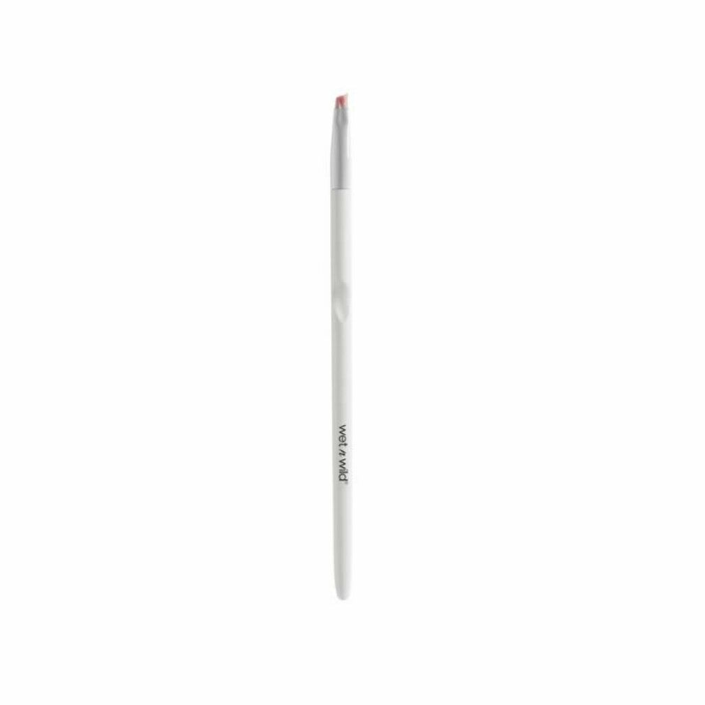 Angewinkelter Eyeliner-Pinsel mit weißem Griff und rosa Borsten. Der Markenname "wet n wild" ist auf dem Griff aufgedruckt.