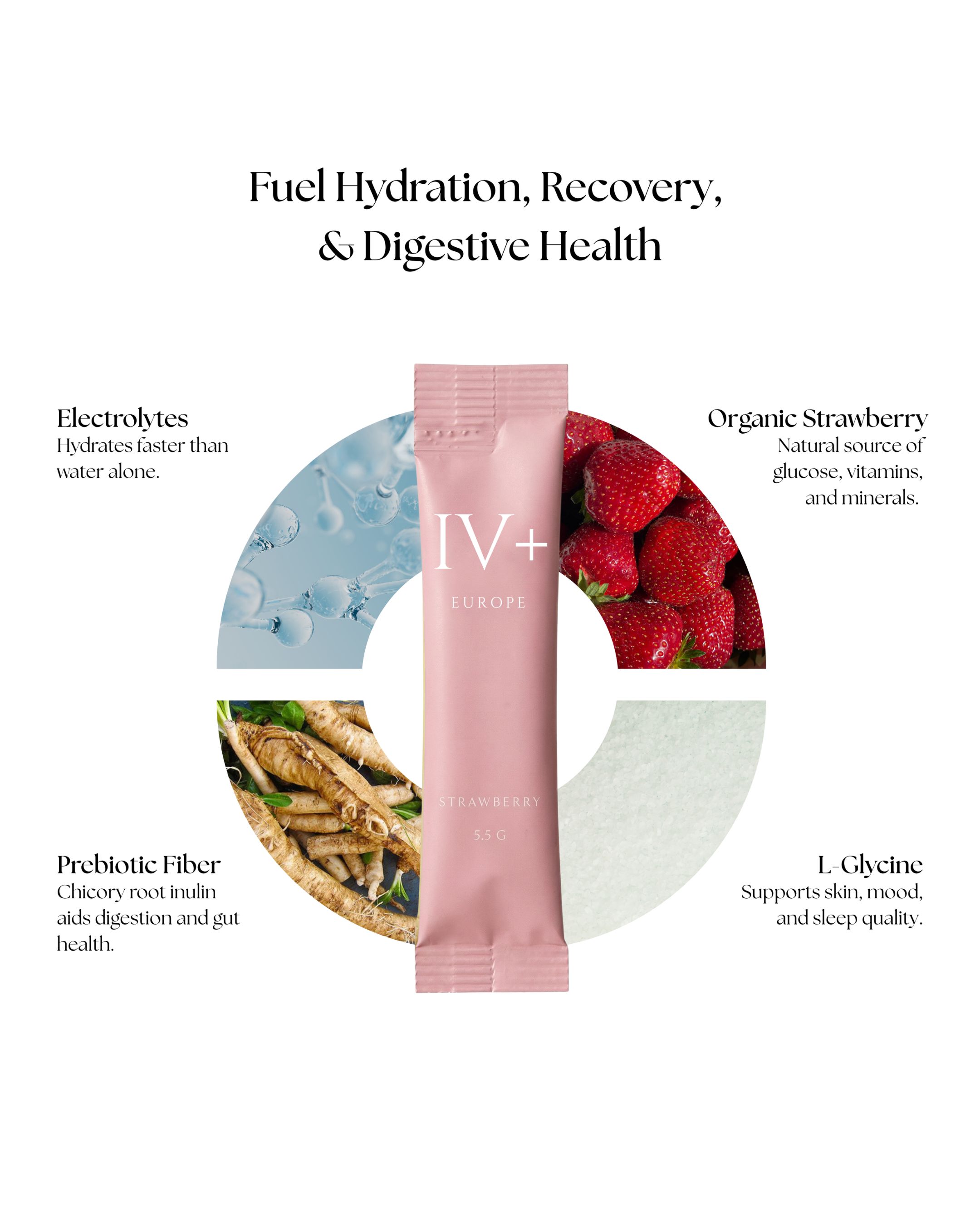 IV+ Strawberry Electrolyte Powder - Real Fruit Hydration