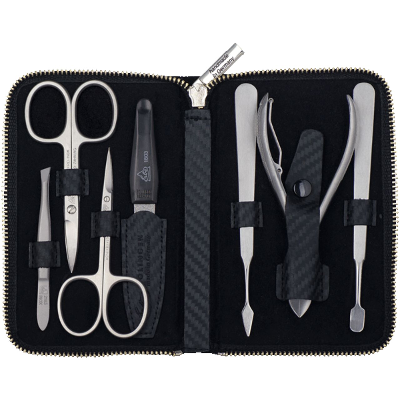 Erbe, Reißverschluss-Etui Carbon, rostfrei