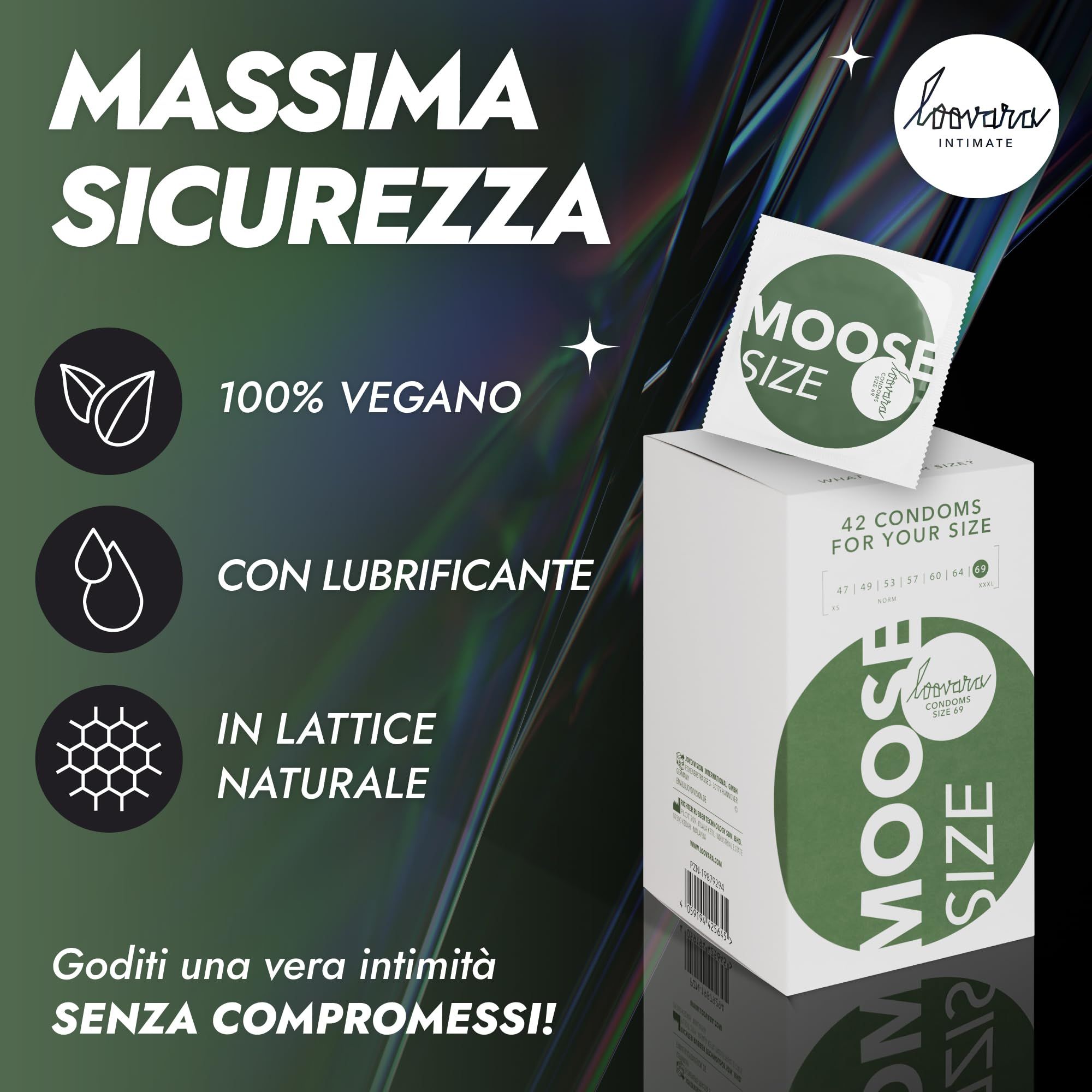 Loovara Moose XXXL Kondome: 100% vegan, mit Gleitmittel, aus Naturkautschuk.